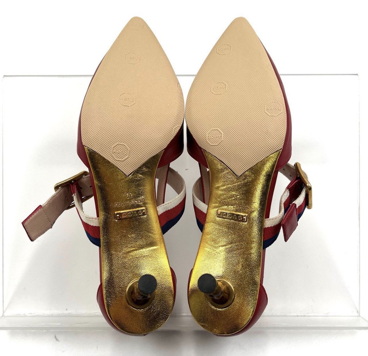 Gucci Gucci/Red Pointed Toe Bamboo Heels K12 Size US 5 / IT 35 - 6 Thumbnail