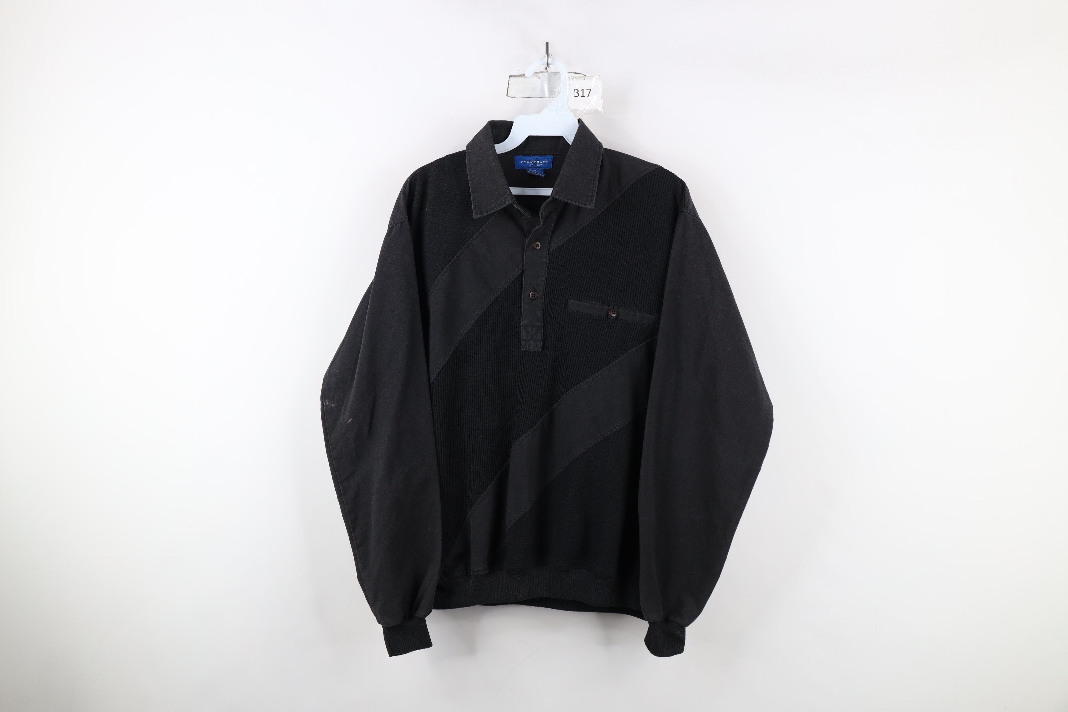 Vintage Vintage 90s Streetwear Ribbed Block Pullover Polo Shirt Size US M / EU 48-50 / 2 - 1 Thumbnail