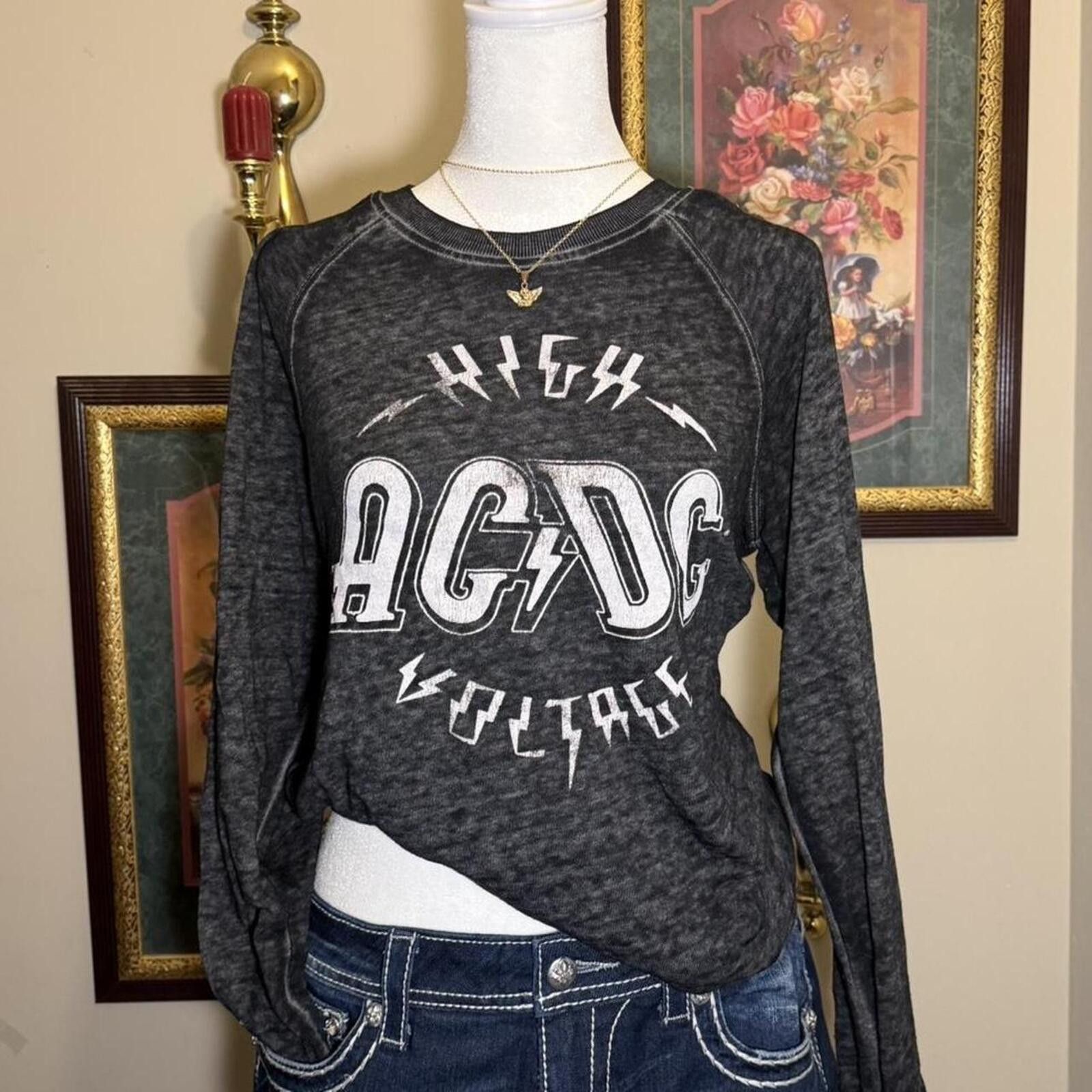 Other Black and Grey AC/DC Long Sleeve Band Tee. Size XS / US 0-2 / IT 36-38 - 1 Thumbnail
