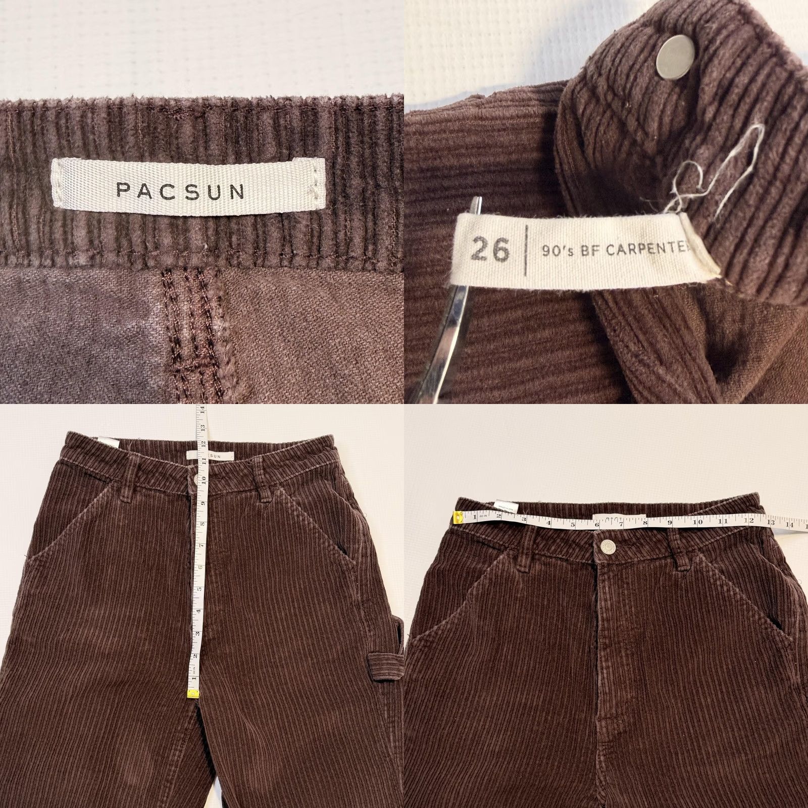 Pacsun PacSun Pants Juniors 26 Brown 90s BF Carpenter Corduroy Straight Leg Relaxed Womens Size 26" / US 2 / IT 38 - 8 Thumbnail