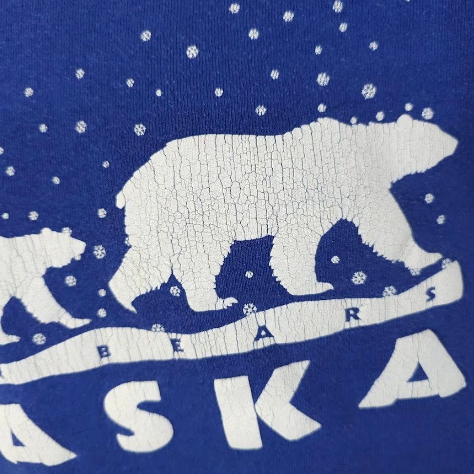 Jerzees VINTAGE Alaska Polar Bears Sweatshirt Mens Size Medium Blue 90s Animal Nature JERZEES Crew Neck Pullover Long Sleeve Cotton Blend Graphic Print Size US M / EU 48-50 / 2 - 4 Thumbnail