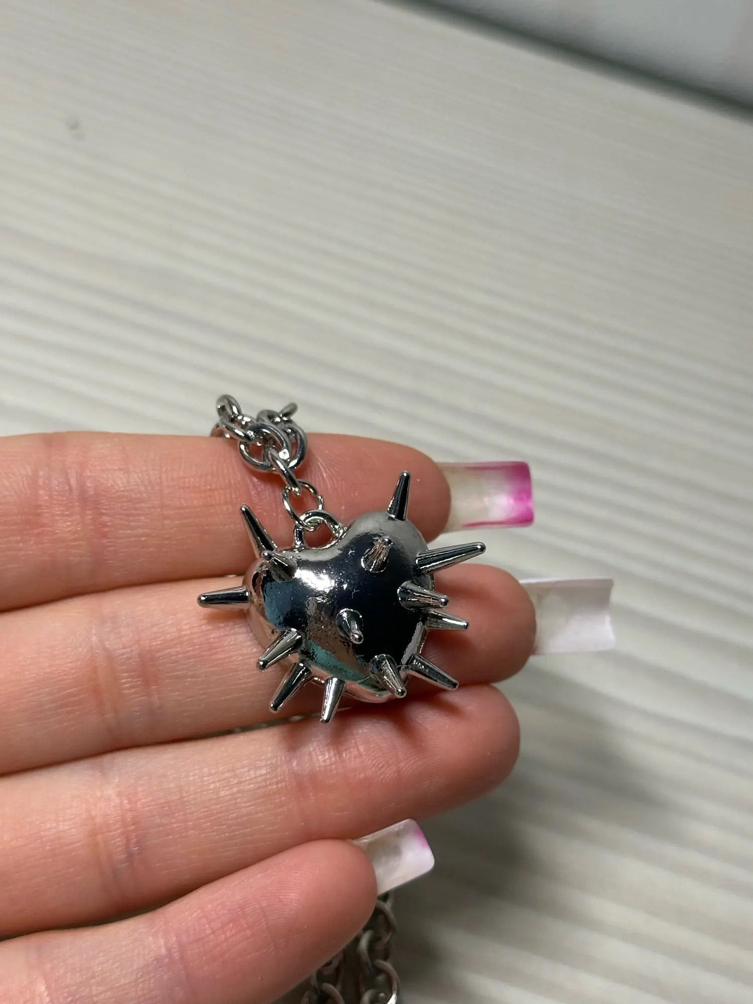 Other Heart Spike Circular Geometry Chain Gothic Necklace Size ONE SIZE - 4 Thumbnail