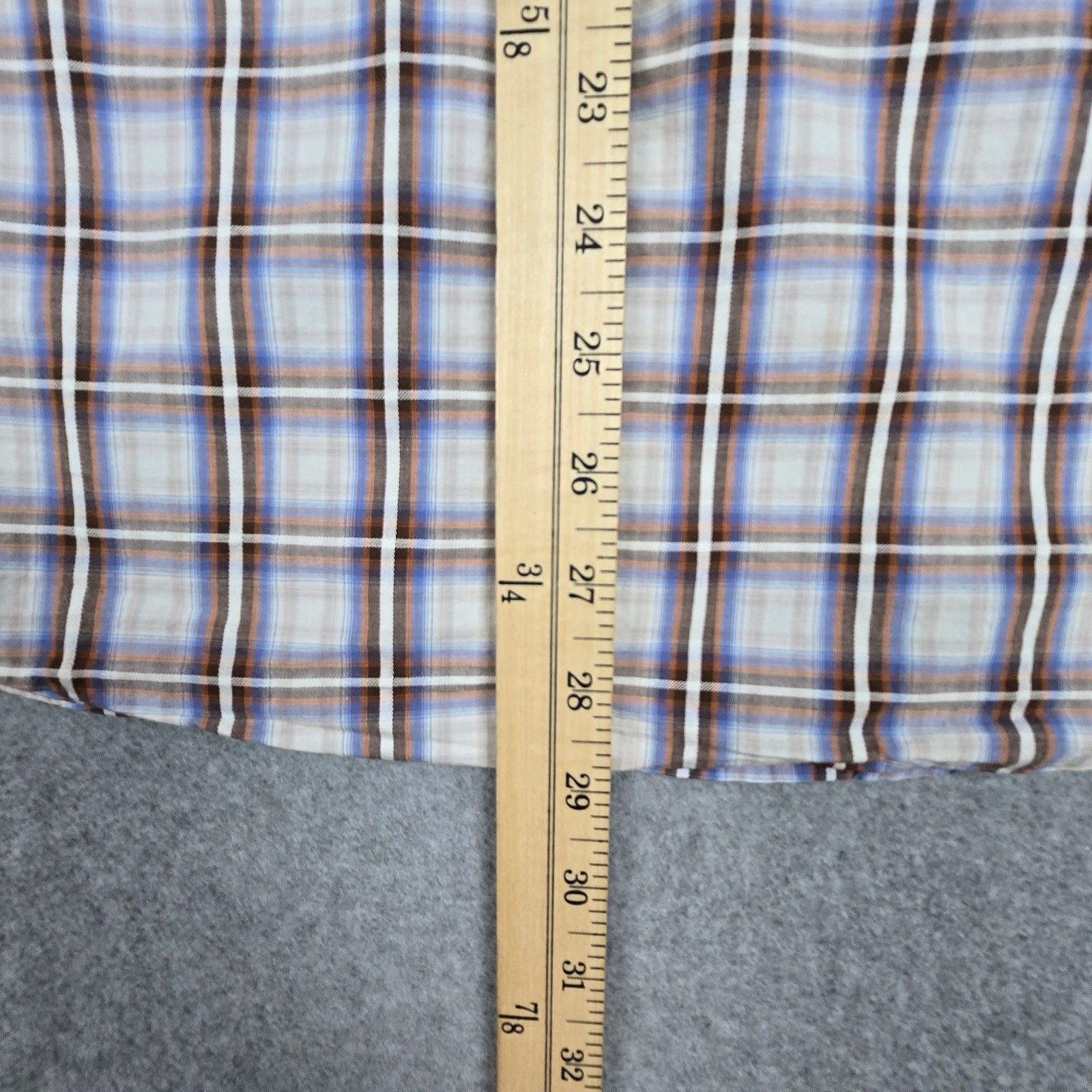 Pronto Uomo Pronto Uomo XL Long Slv Button Down Brown Blue Plaid Shirt Size US XL / EU 56 / 4 - 13 Thumbnail