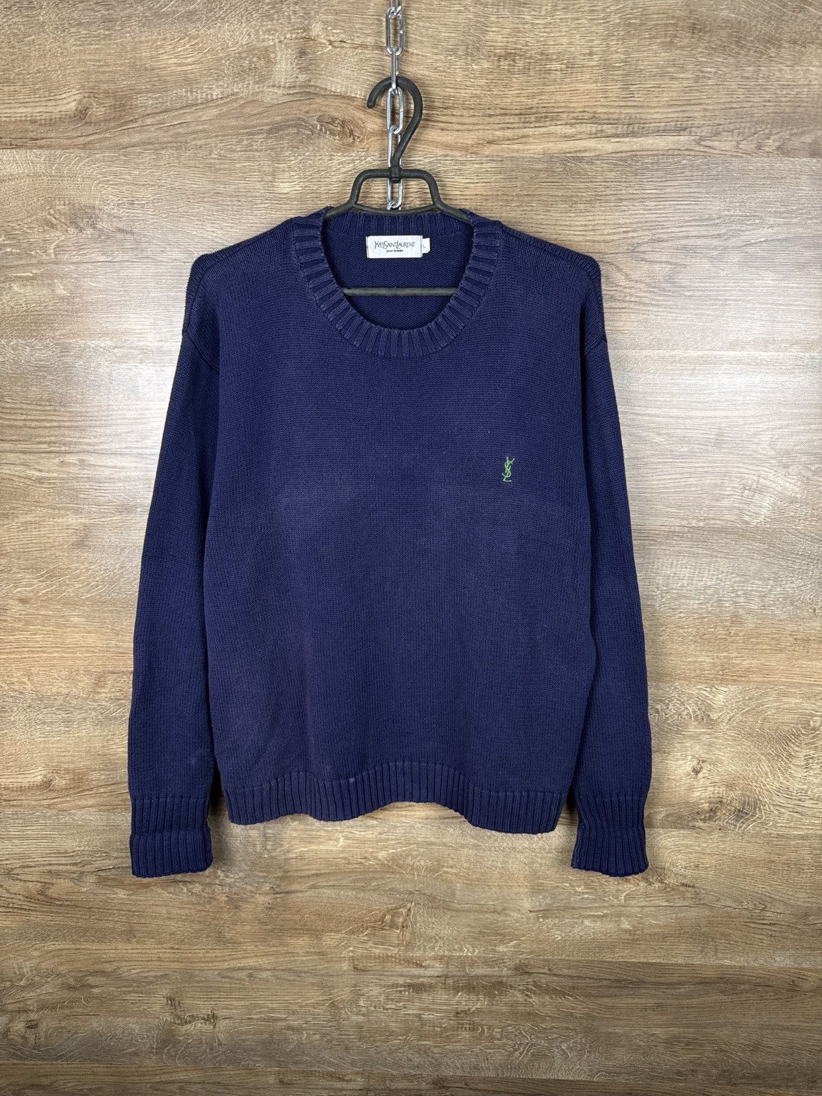 Vintage Mens Vintage Yves Saint Laurent sweater 90s YSL distressed Size US L / EU 52-54 / 3 - 1 Thumbnail
