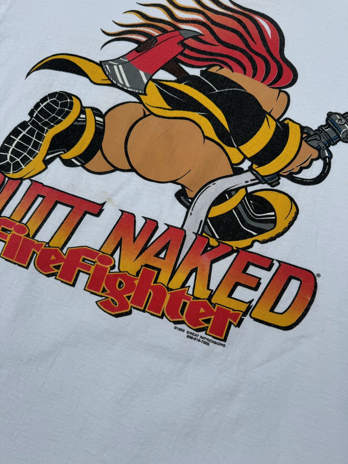 Vintage 1993 Butt Naked Fire Fighter funny 90s vintage grail Size US L / EU 52-54 / 3 - 4 Thumbnail
