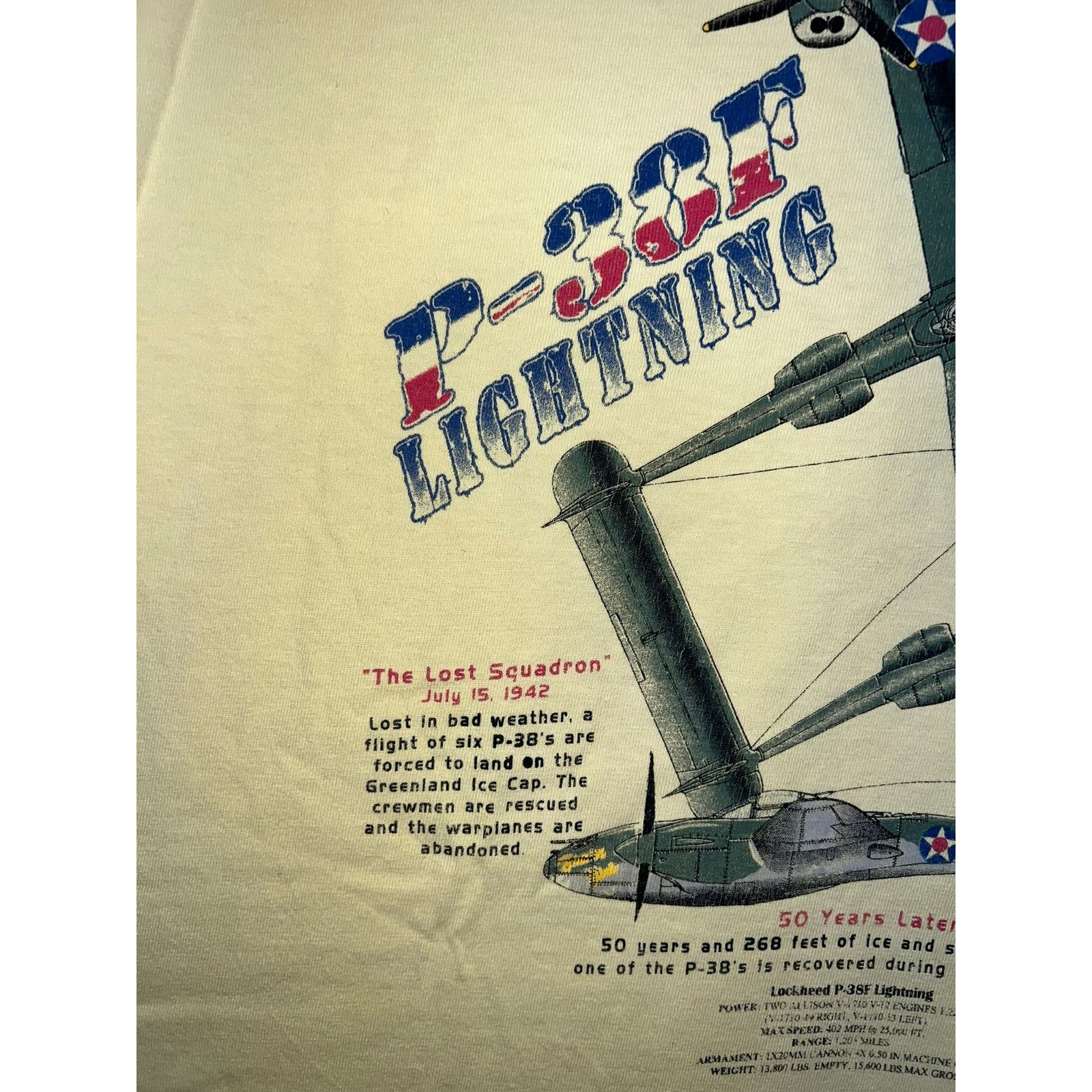 Hanes Vintage P-38F Lightning Shirt Glacier Girl The Lost Squadron Size US XL / EU 56 / 4 - 8 Thumbnail