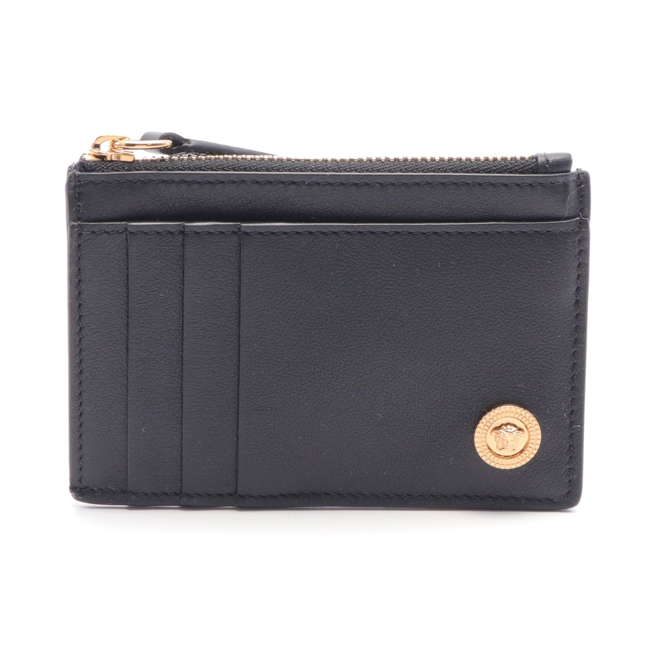 Versace Versace Medusa Coin Purse Card Case Leather Black Size ONE SIZE - 1 Thumbnail