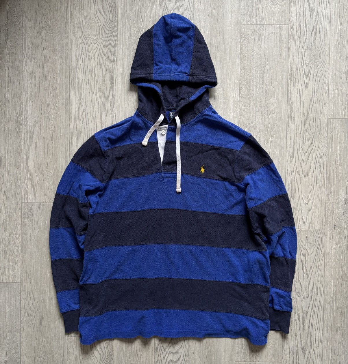 Polo Ralph Lauren × Vintage Rugby Polo Ralph Lauren Striped Hooded Long Sleeve Size US L / EU 52-54 / 3 - 1 Thumbnail