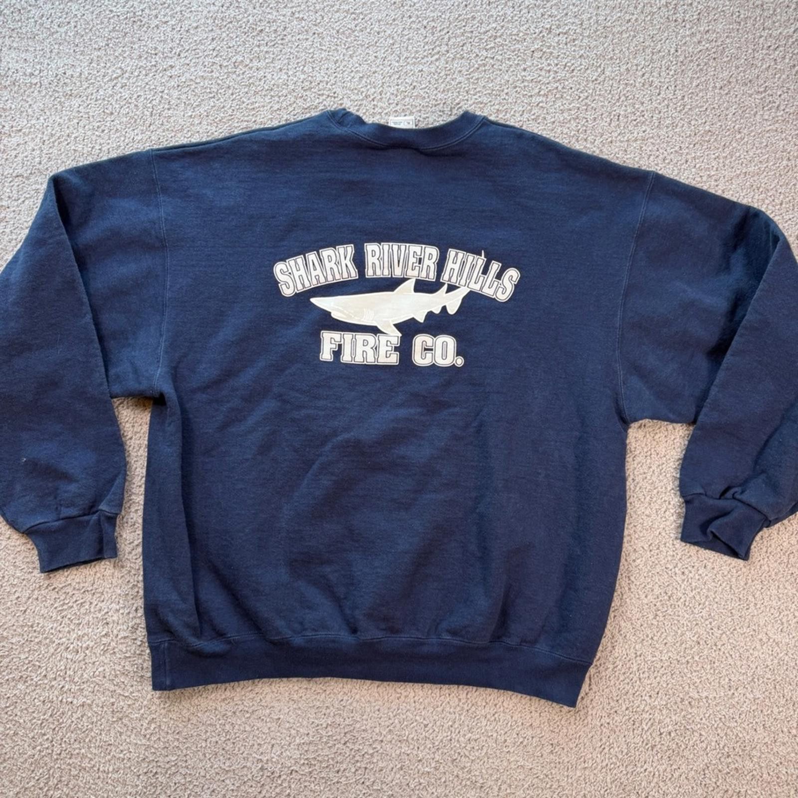 Fruit Of The Loom New Jersey Shark River Hills Fire Co Navy Sweatshirt Mens XL Size US XL / EU 56 / 4 - 1 Thumbnail