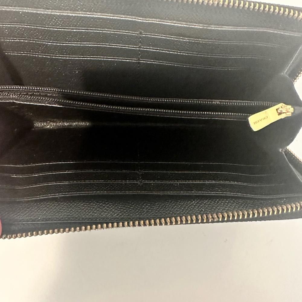 Coach COACH Accordion Zip Crossgrain Black Leather Wallet Size ONE SIZE - 4 Thumbnail