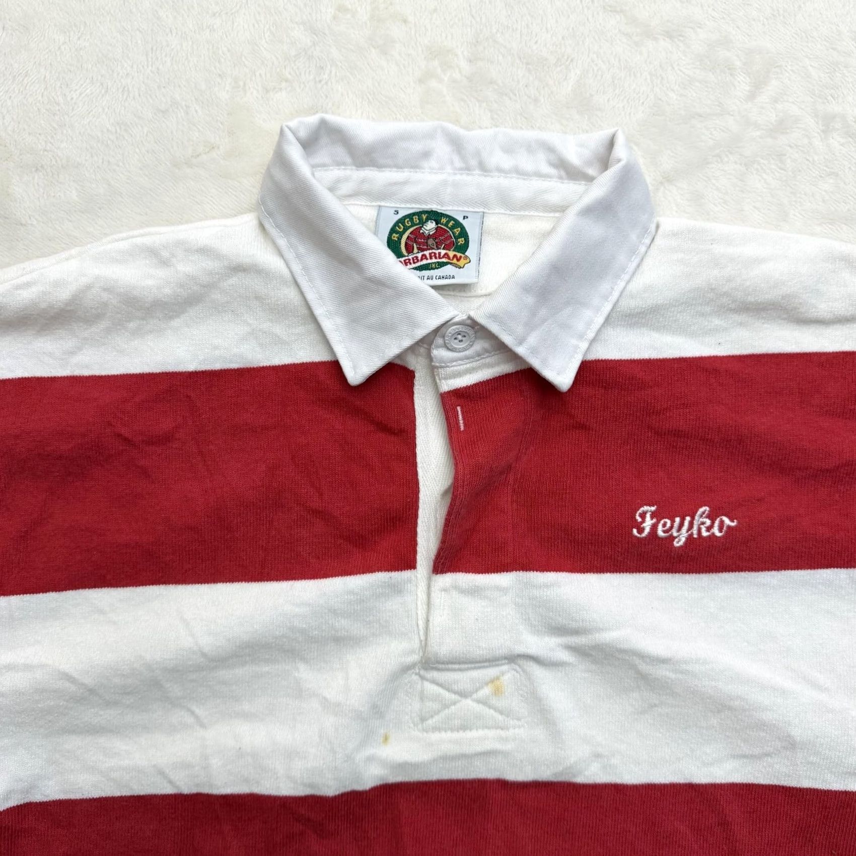 Barbarian Barbarian Rugby Polo Shirt Mens Small Red White Stripe Long Sleeve Cotton Canada Size US S / EU 44-46 / 1 - 2 Thumbnail