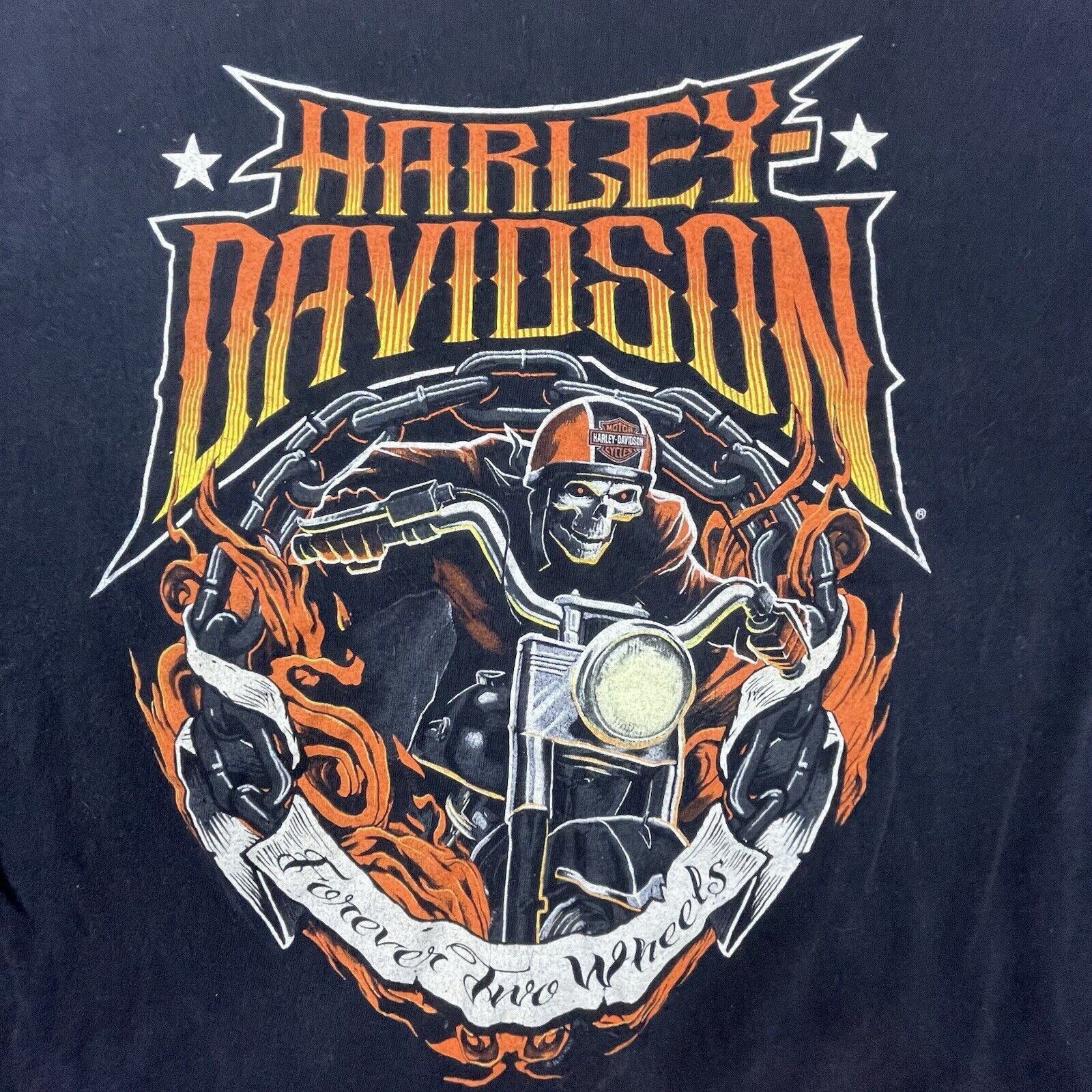Harley Davidson Harley Davidson Shirt XL Forever Two Wheels Skull Flames Size US XL / EU 56 / 4 - 3 Thumbnail