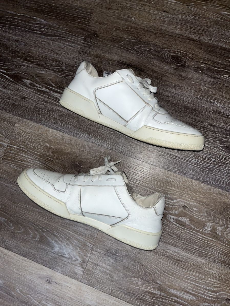 Versace Versace Double Logo White Leather Sneakers Size US 12 / EU 45 - 2 Thumbnail