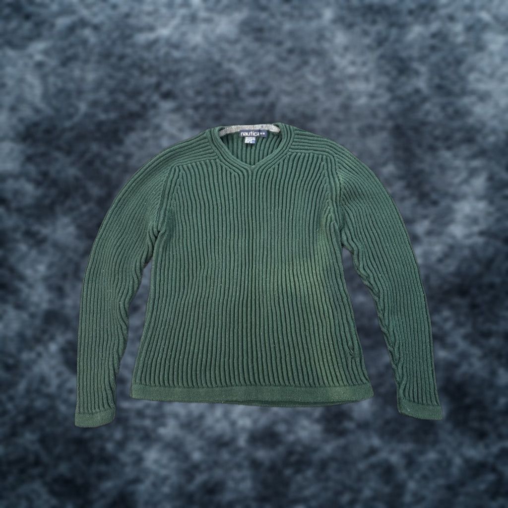 Nautica VINTAGE Nautica Sweater Mens Medium Pullover Crew Neck Knit Cotton Green 90s Ribbed Forest Green M Mens Size US M / EU 48-50 / 2 - 1 Thumbnail
