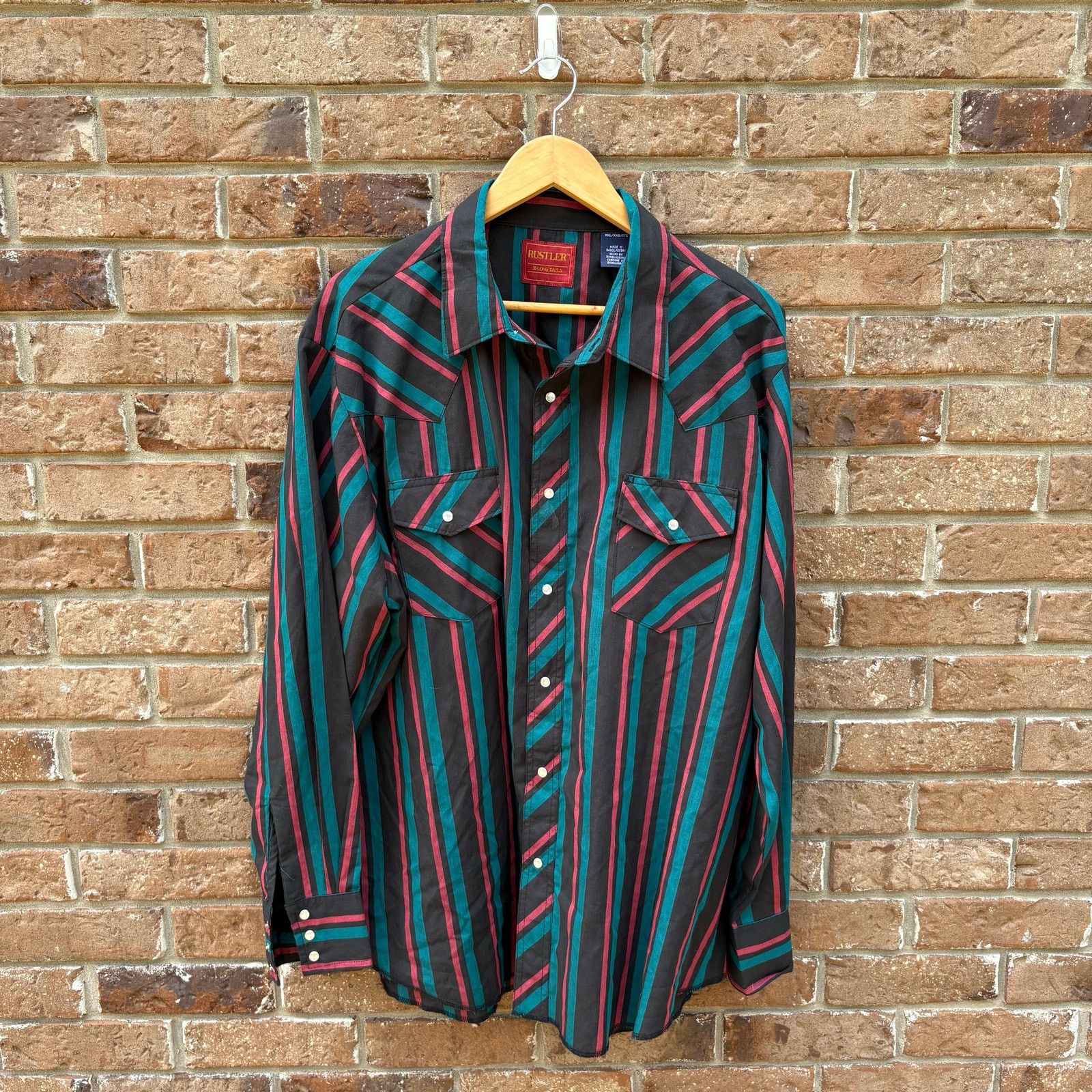 Wrangler Vintage 90s Rustler Wrangler Pearl Snap Shirt XXL Size US XL / EU 56 / 4 - 1 Thumbnail