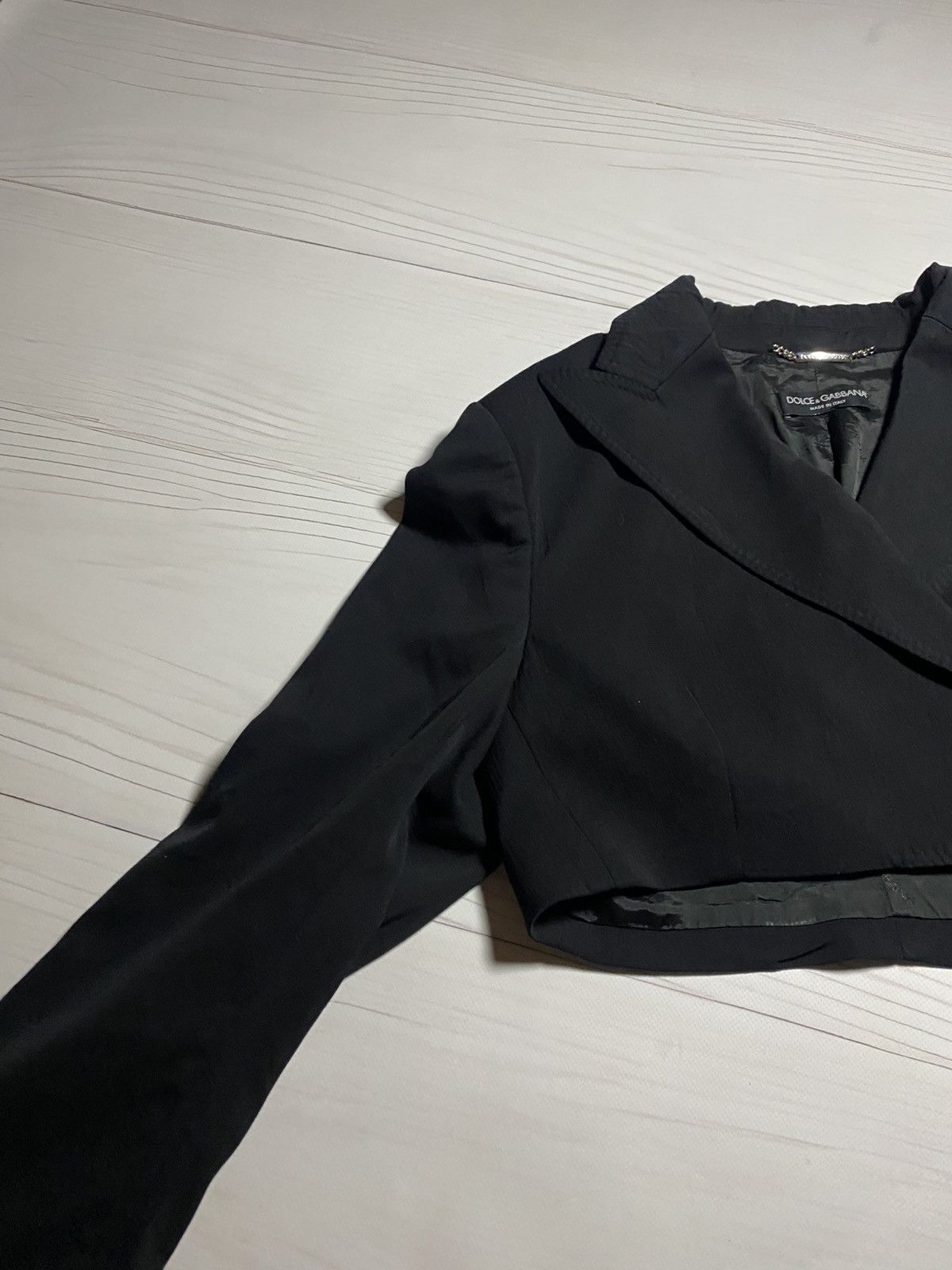 Dolce & Gabbana Dolce & Gabbana Double- breasted cropped black blazer Size L / US 10 / IT 46 - 10 Thumbnail