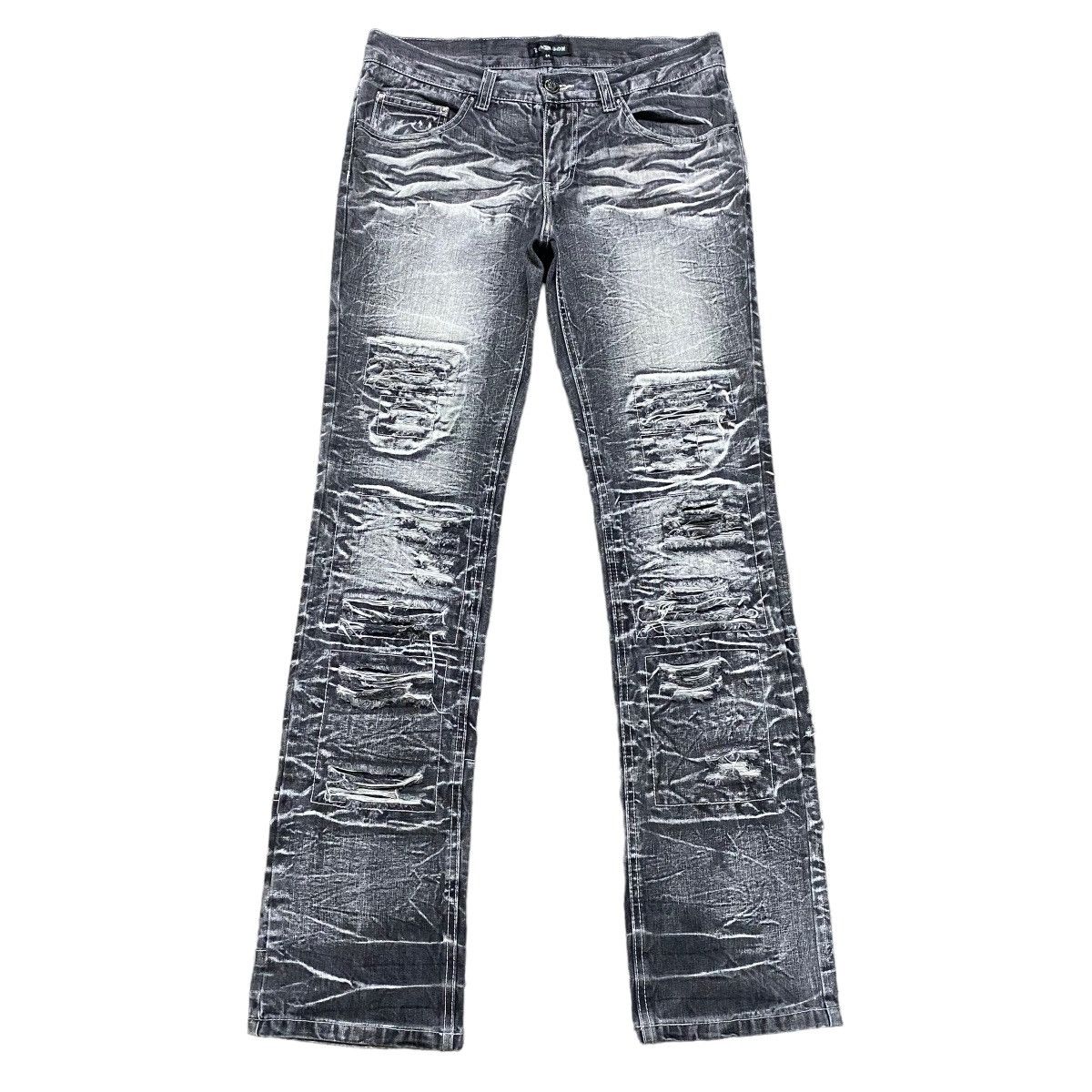 image of Le Grande Bleu L G B x Lowbox Lowbox Crust Distressed Denim Jeans Acidwash in Black (Size 32)