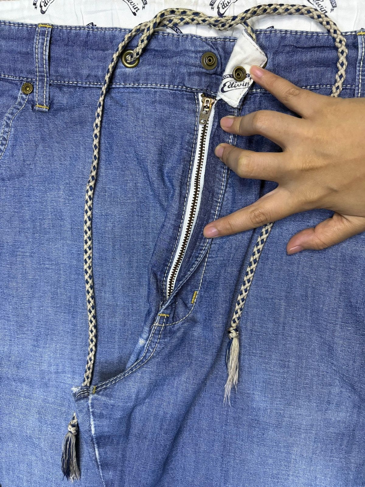 Edwin × Japanese Brand Vintage Edwin Blue Wash Sweats Style Baggy Denim Pants Size US 36 / EU 52 - 3 Thumbnail