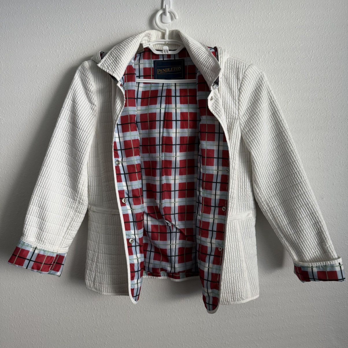 Pendleton Pendleton Womens Small White Hooded Jacket Coat Button Front Size S / US 4 / IT 40 - 3 Thumbnail