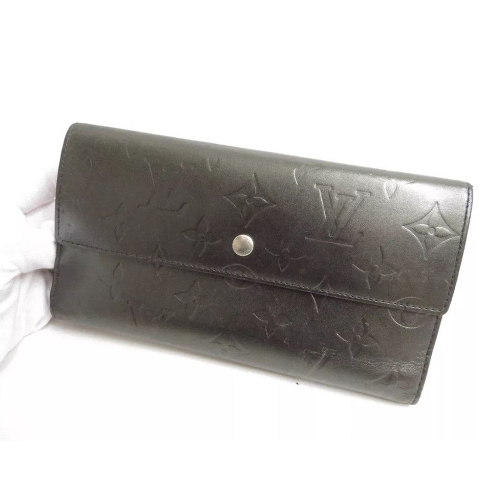 Louis Vuitton Louis Vuitton Matte Black Monogram Long Flap Wallet Size ONE SIZE - 6 Thumbnail