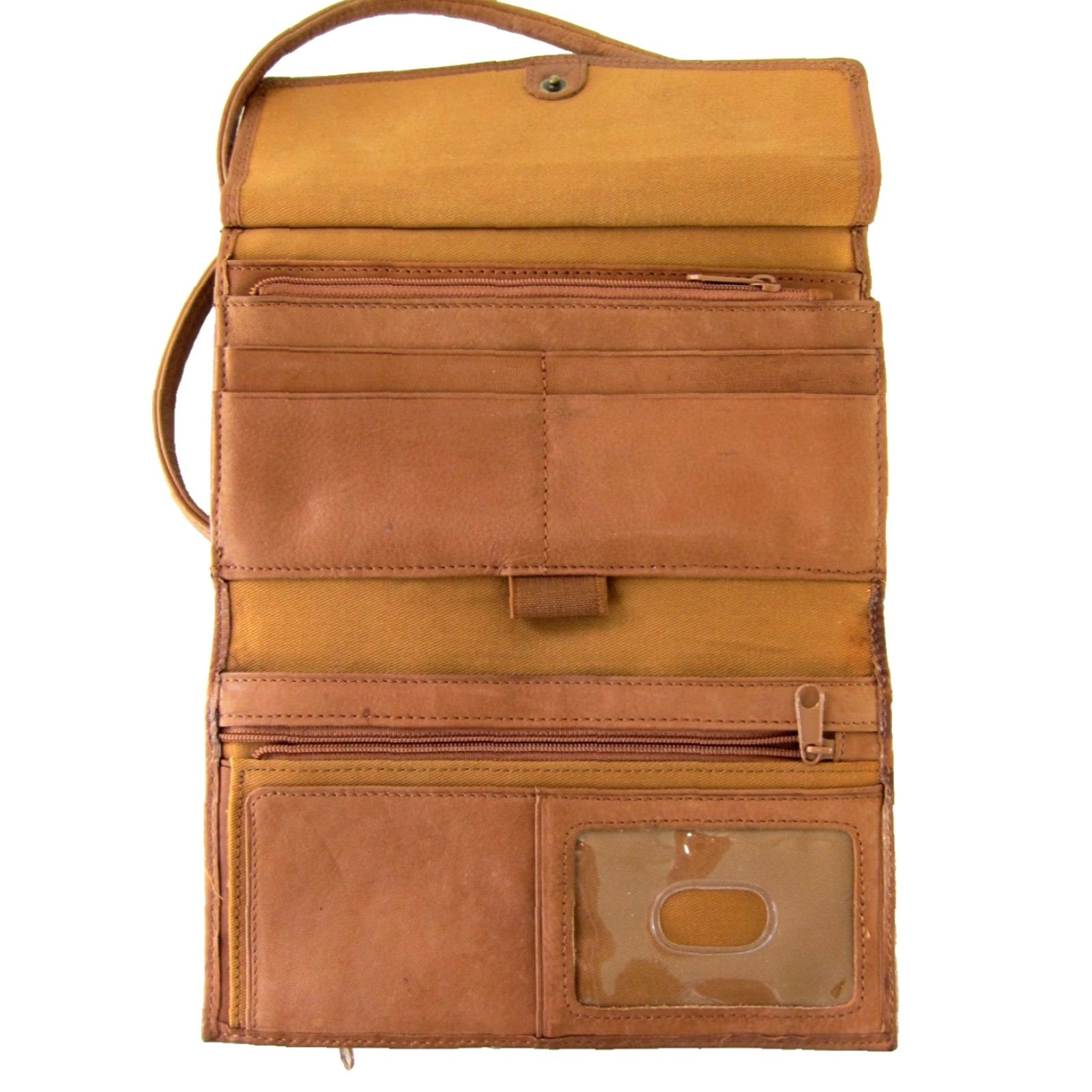 Fossil VINTAGE Fossil Brown Leather Crossbody Satchel Wallet Purse 100% Leather Trifold Small Size ONE SIZE - 6 Thumbnail