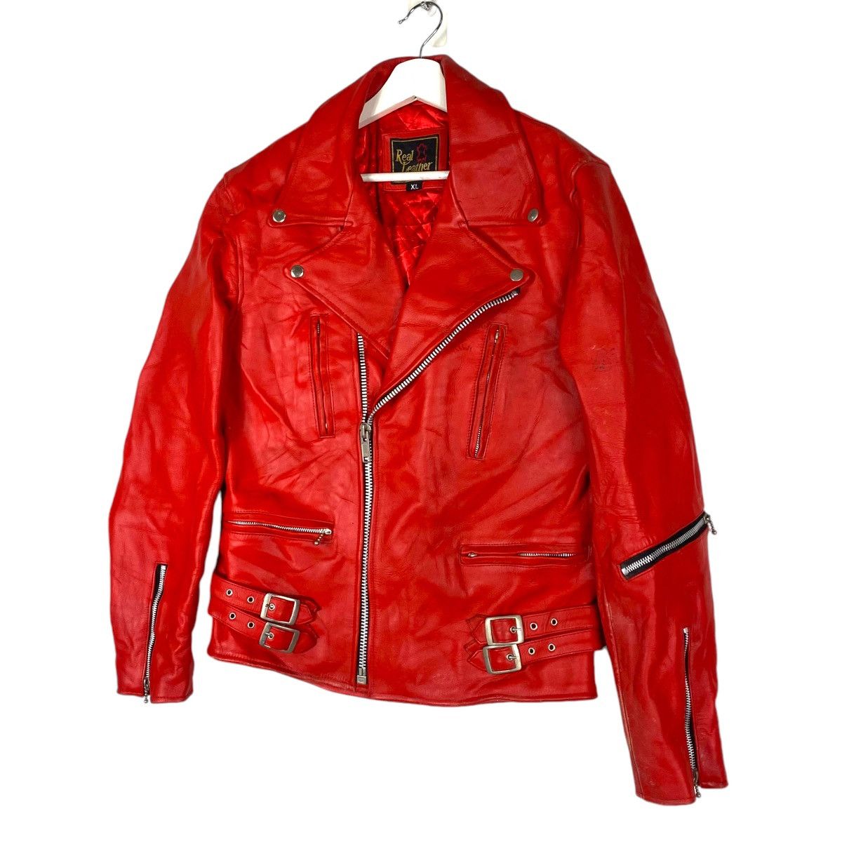 Vintage 💥90s REAL LEATHER BIKER JACKET Size US M / EU 48-50 / 2 - 2 Thumbnail