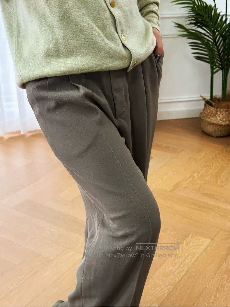 Hermes Hermes Fine Wool Pleated Drapable Wide Leg Trousers - Oliv Size 25" / US 0 / IT 36 - 5 Thumbnail