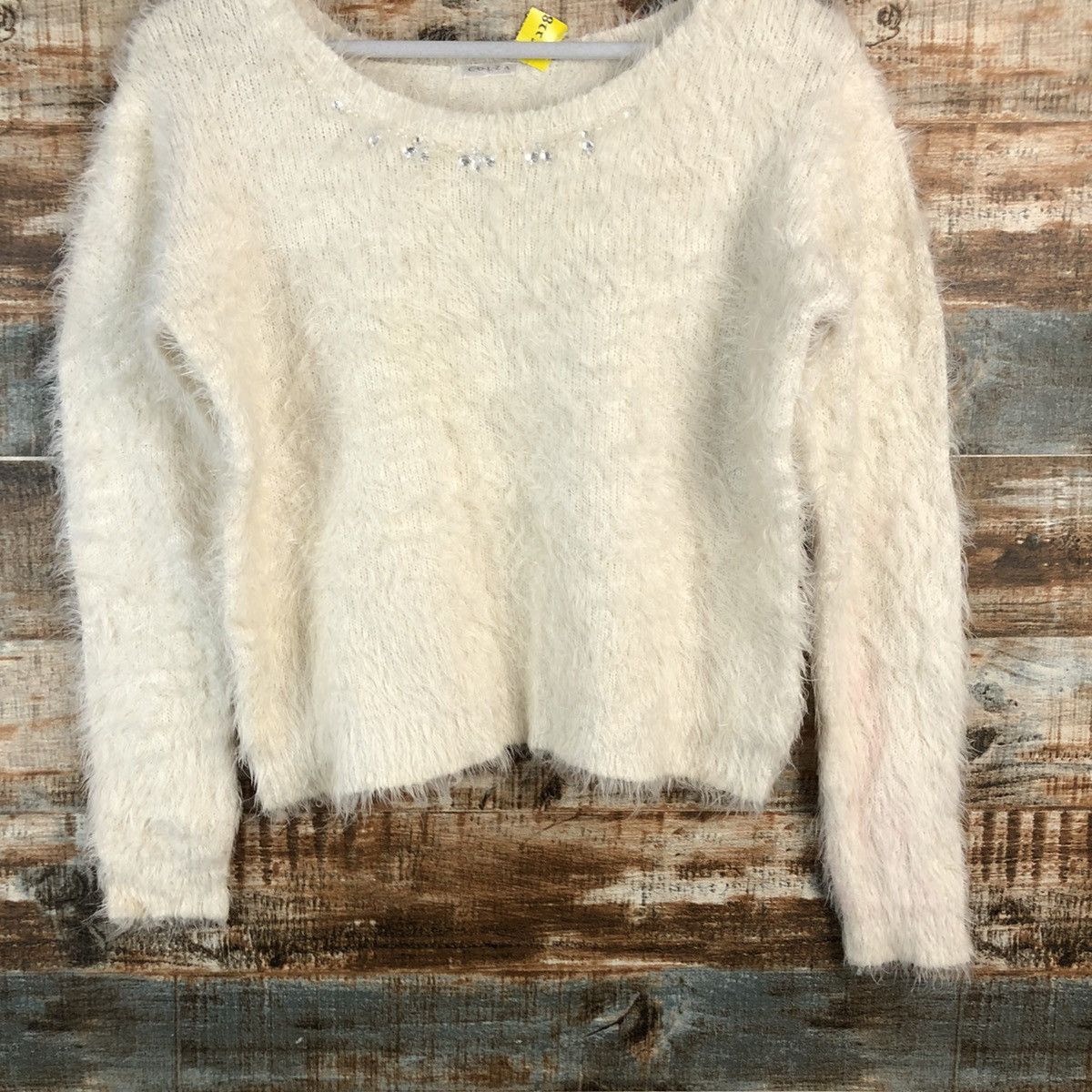 Homespun Knitwear × Japanese Brand DLL Colza White mohair shaggy fur Knitwear #C228 Size S / US 4 / IT 40 - 3 Thumbnail