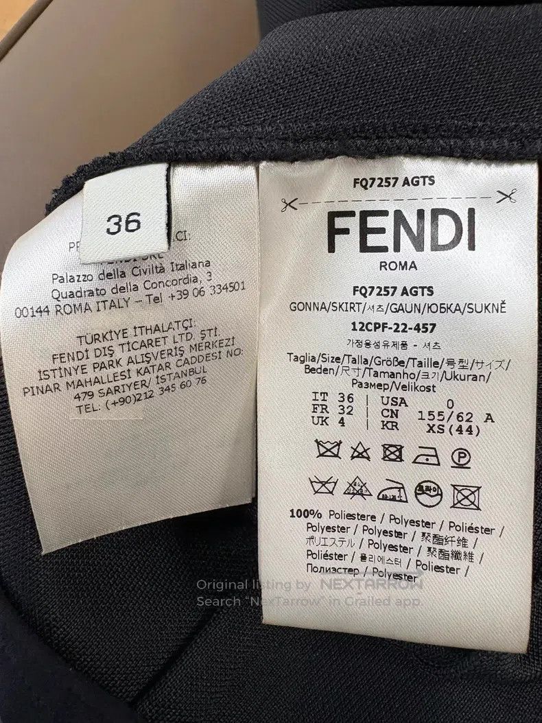 Fendi Fendi Black Pencil Skirt with Logo and Gold Buttons, Split Size 24" / US 00 / IT 34 - 8 Thumbnail