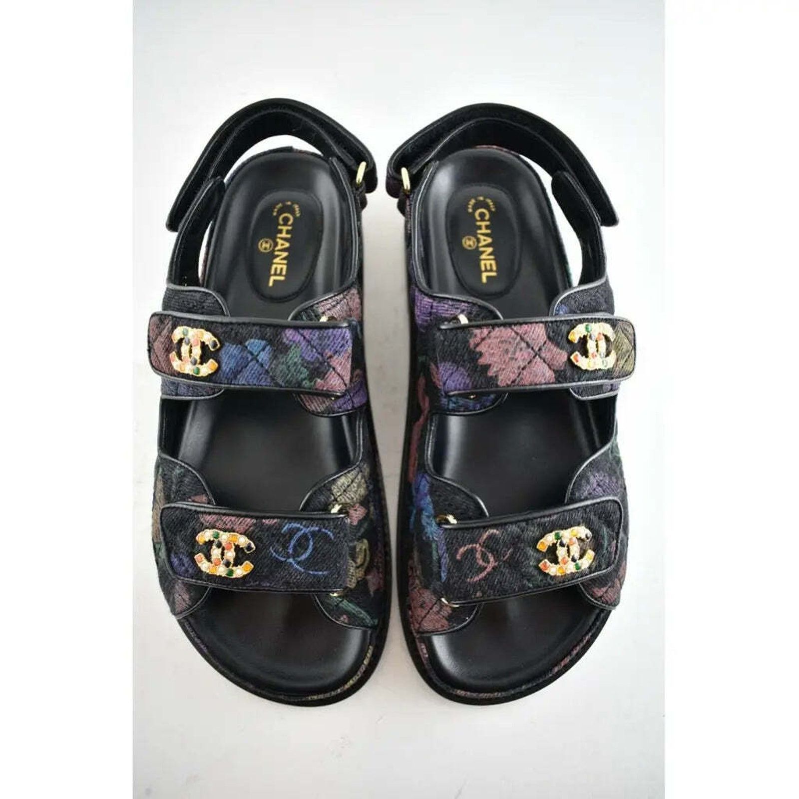 Chanel Chanel 21A Black Denim Graffiti CC Logo Mule Slide Strap Size US 9 / IT 39 - 8 Thumbnail