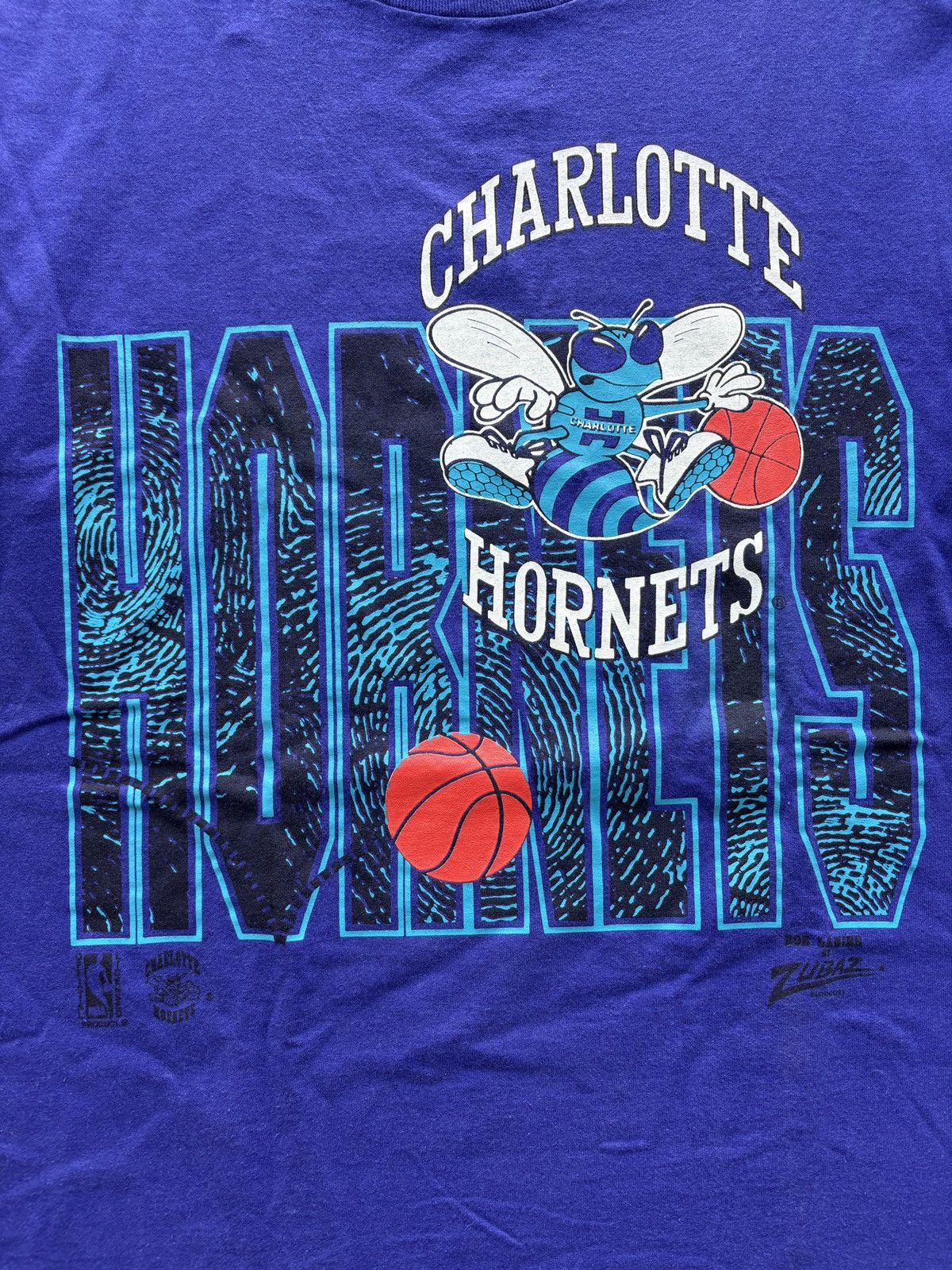 Zubaz Vintage 90s Charlotte Hornets Graphic Tee Size US L / EU 52-54 / 3 - 2 Thumbnail