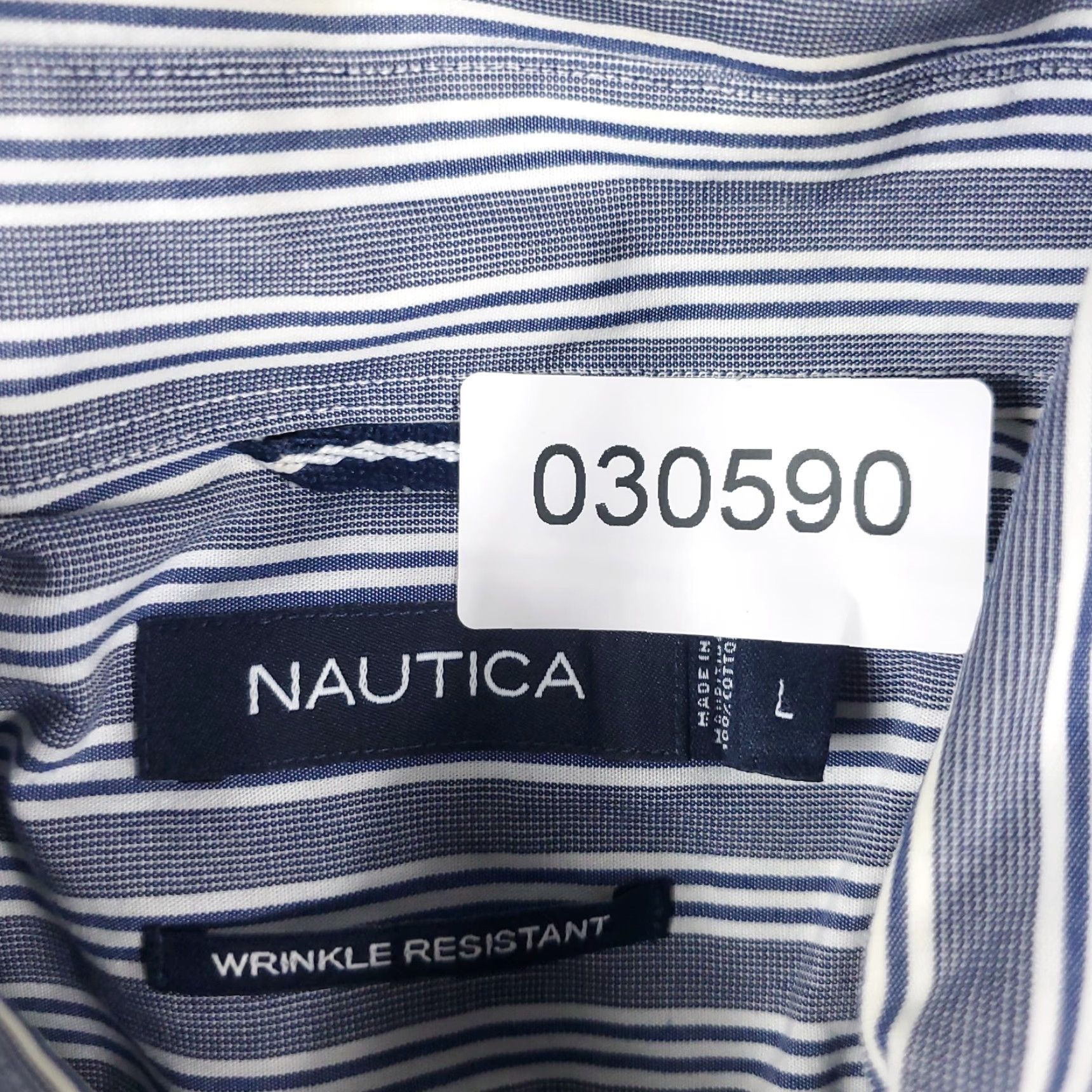 Nautica Nautica Shirt Mens Large Blue Striped Button-Up Long Sleeve Casual Business Formal Workwear Size US L / EU 52-54 / 3 - 7 Thumbnail