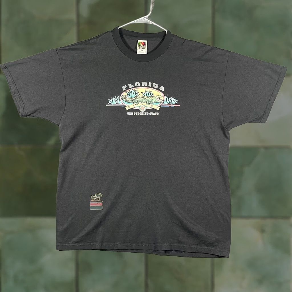 Fruit Of The Loom VTG Florida Shirt Mens 2XL Black Alligator Graphic Sunshine State Tourist Tee Size US XXL / EU 58 / 5 - 1 Thumbnail