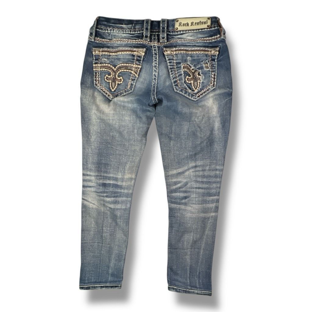 Rock Revival Rock Revival Y2K Sun Cropped Distressed Skinny Low Rise Jean Size 26" / US 2 / IT 38 - 7 Thumbnail