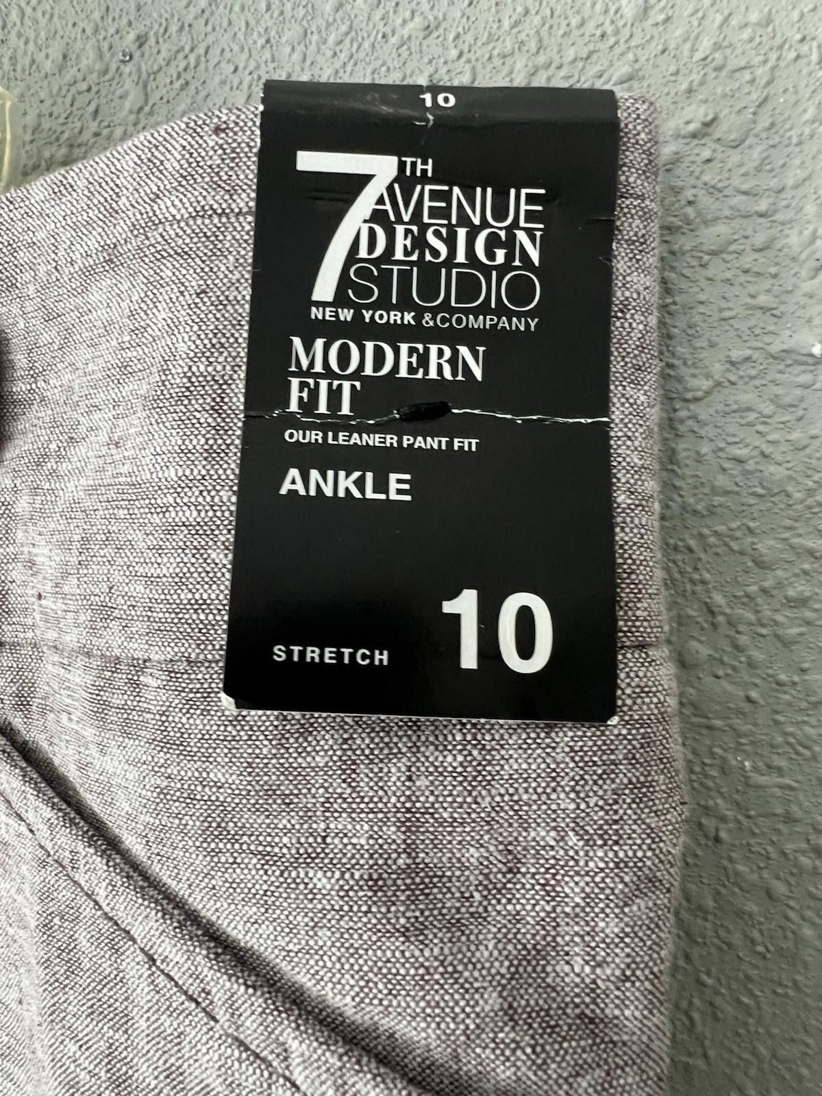 Designer New York & Co The 7th Ave Linen Blend Straight Leg Sz 10 Size 32" / US 10 / IT 46 - 4 Thumbnail