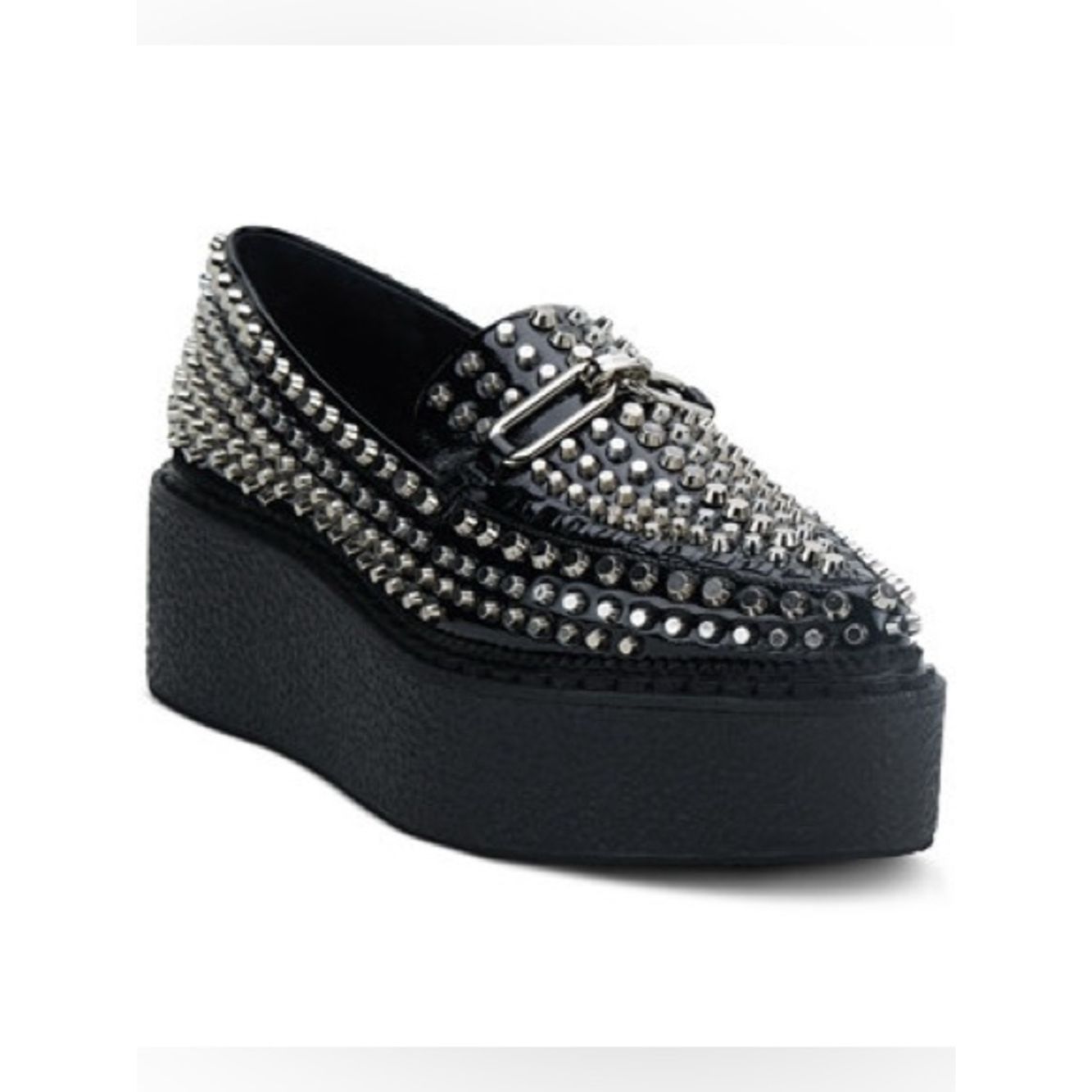 Jeffrey Campbell Choux Street Studded Platform Wedge Loafer in Black, Women's (Size 8)