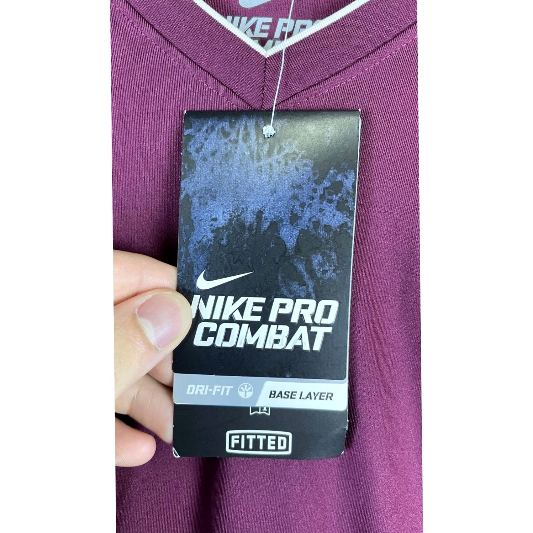 Nike Nike Pro Combat Shirt Mens 3XL Maroon Dri-Fit Fitted V-Neck Base Layer Size US XXL / EU 58 / 5 - 7 Thumbnail