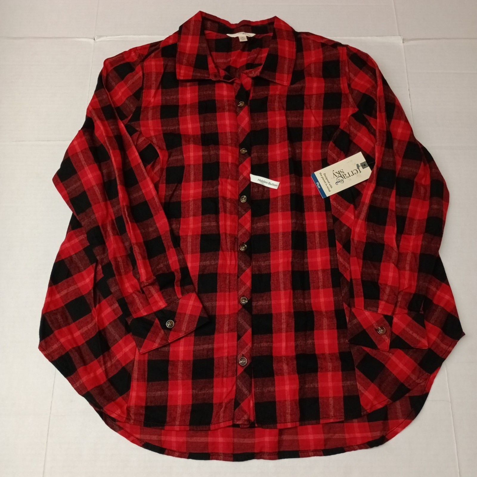 Other Terra & Sky Shirt Women's 1X (16W-18W) Red Black Plaid Size XL / US 12-14 / IT 48-50 - 1 Thumbnail