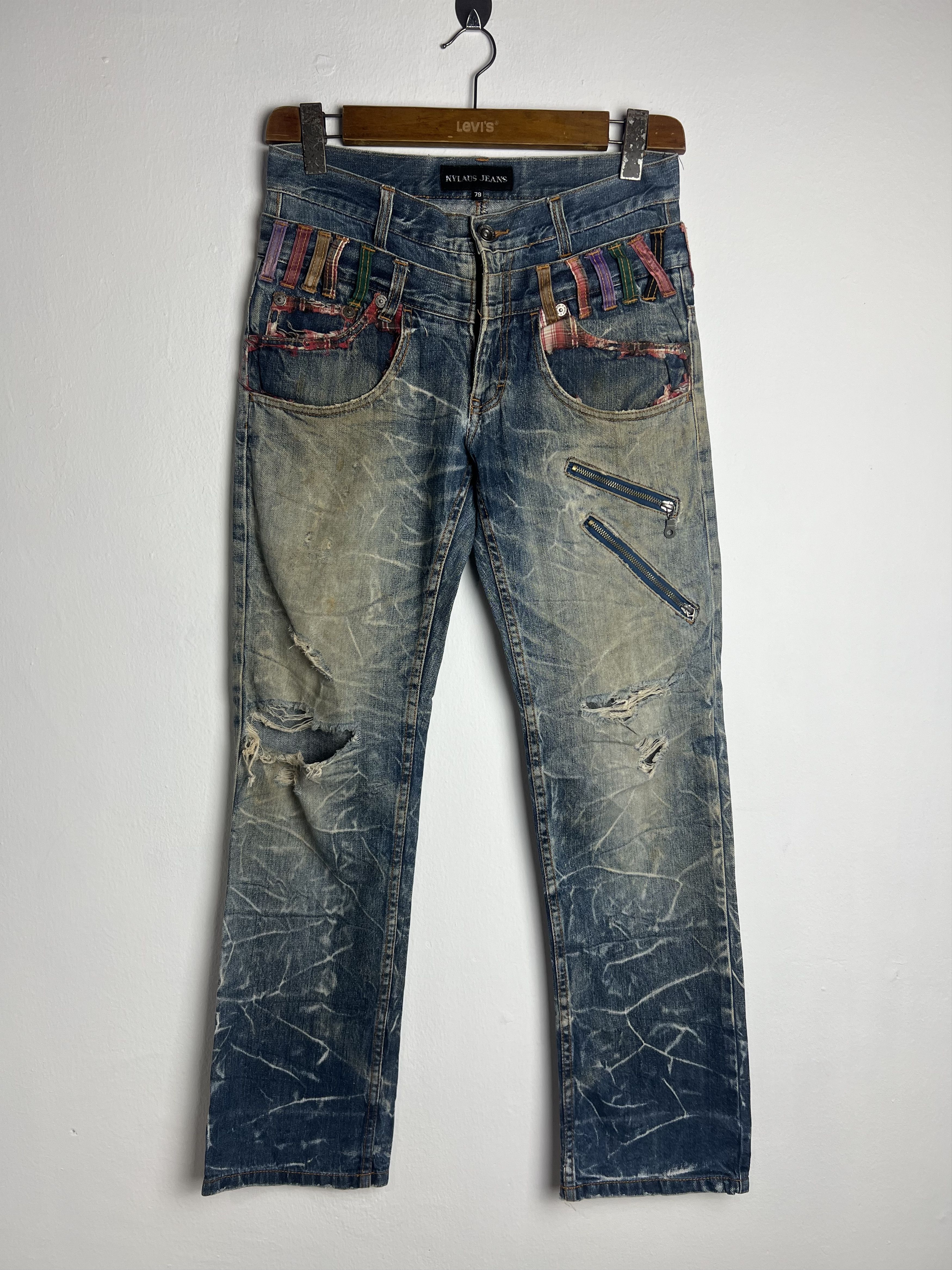 Unsound Rags Nylaus Double Waist Distressed Clawmark Denim Jeans Size US 30 / EU 46 - 1 Thumbnail
