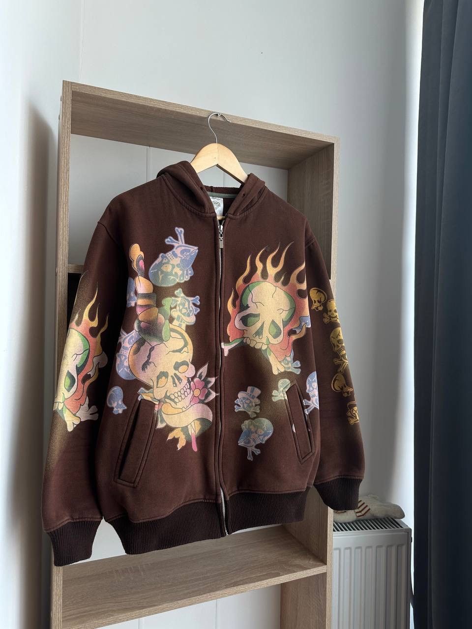 Christian Audigier × Ed Hardy × Vintage Vintage Ed Hardy Christian Audigier Brown Hoodie Size US XL / EU 56 / 4 - 5 Thumbnail