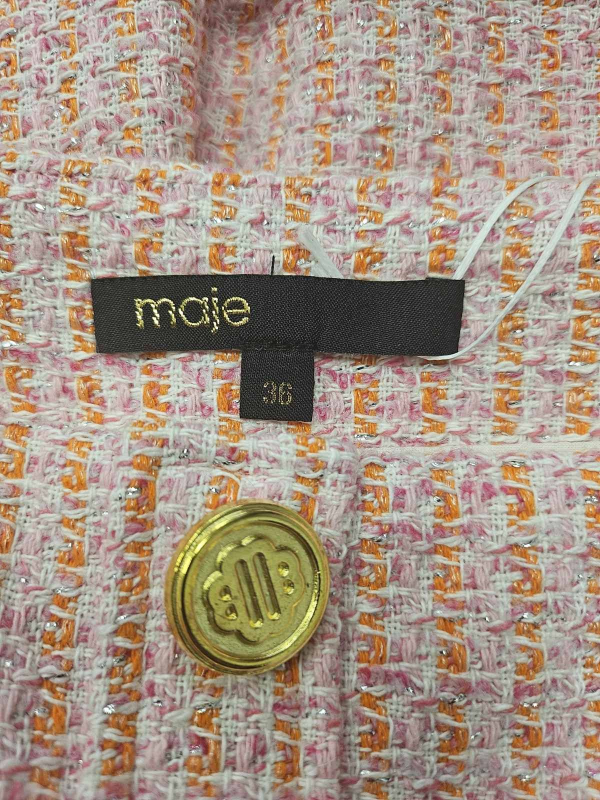 Maje Pink Orange Tweed Jumpsuit Size 26" / US 2 / IT 38 - 5 Thumbnail