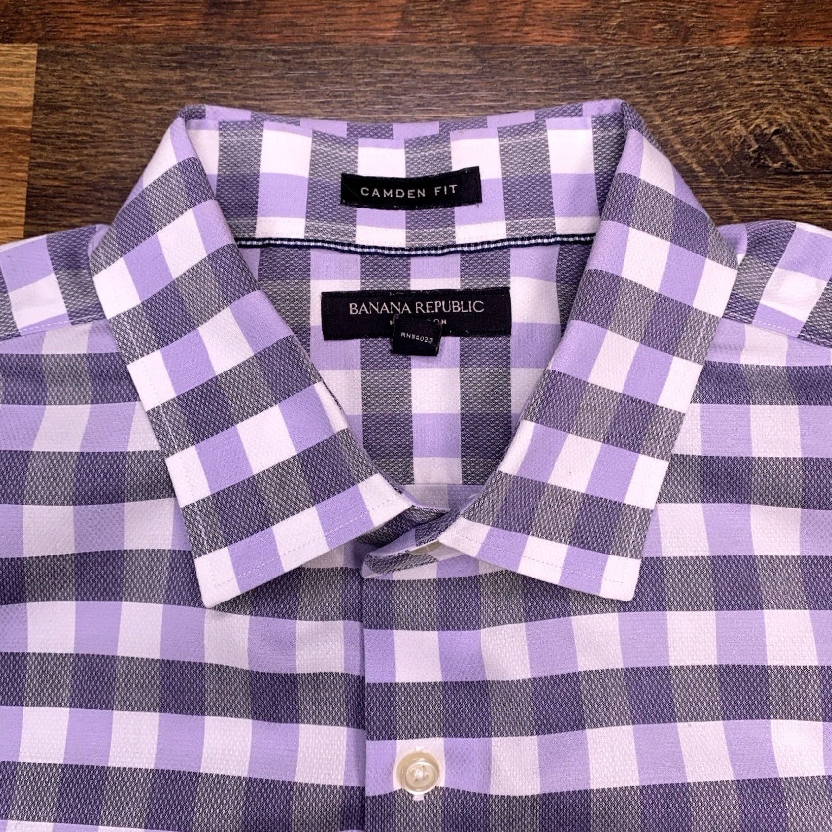 Banana Republic Banana Republic Shirt Mens XL Purple Button-Up Non Iron Check Size US XL / EU 56 / 4 - 4 Thumbnail