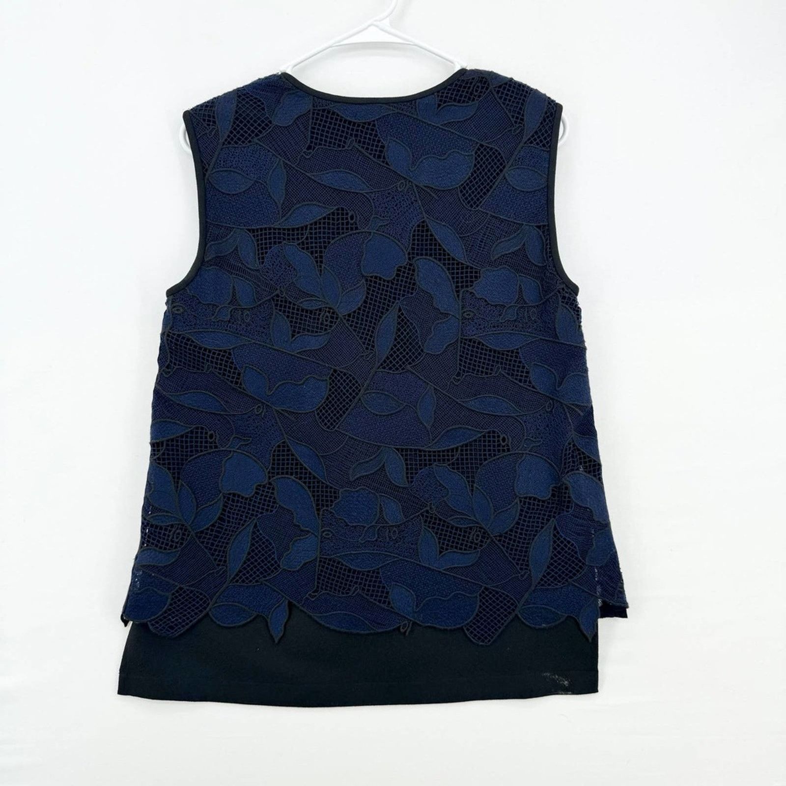 Jason Wu Jason Wu Grey Sleeveless Layered Floral Lace Top Blue Size 4 Size S / US 4 / IT 40 - 4 Thumbnail