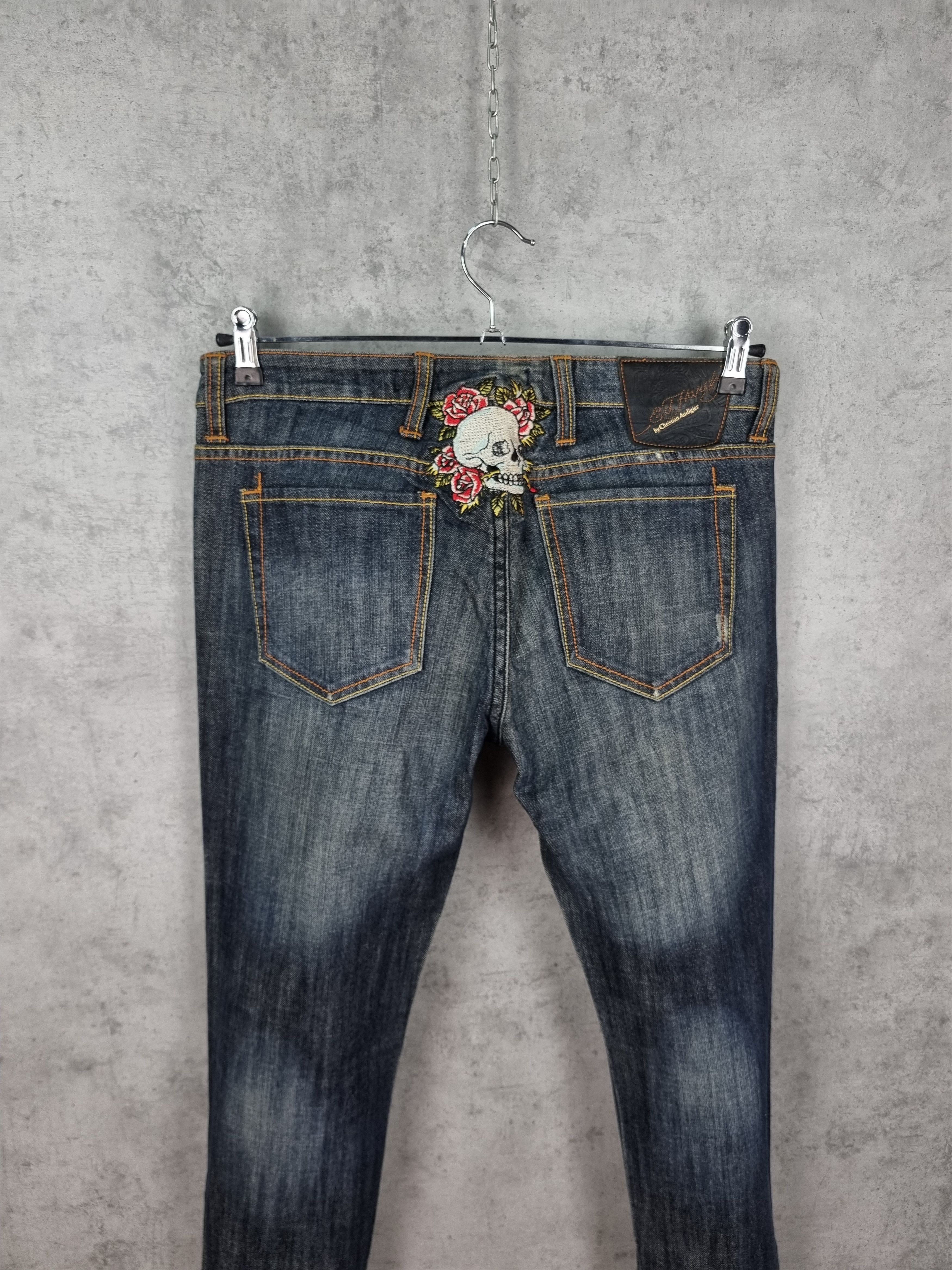 Christian Audigier × Ed Hardy Ed Hardy Knitted Skull Skinny Jeans Raw Denim Size US 31 - 10 Thumbnail