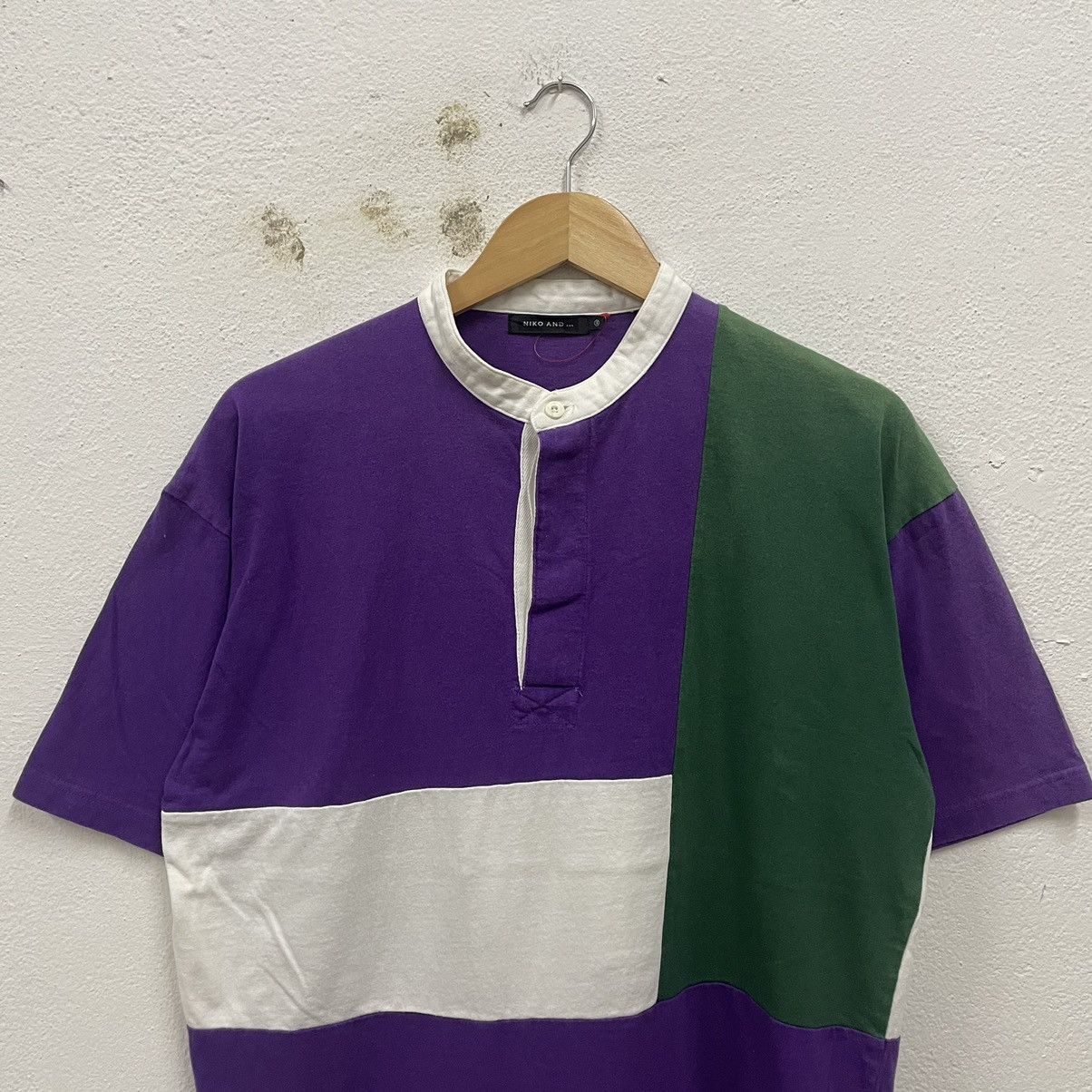 Japanese Brand × Vintage 🔥🇯🇵Vintage Niko And … Colour Block Retro Mandarin Collar Tee Size US L / EU 52-54 / 3 - 3 Thumbnail