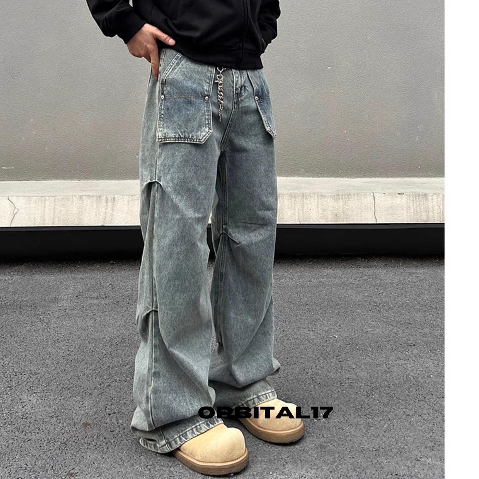 Vintage Blue Cargo Stacked Flare Denim Jeans Size US 32 / EU 48 - 1 Thumbnail