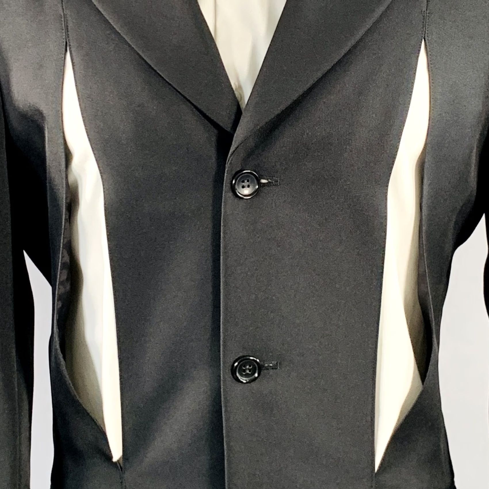 Vintage COMME des GARCONS HOMME PLUS AD2024 Sport Coat M Black Twill Wool Cutout Mens Jacket Size US M / EU 48-50 / 2 - 2 Thumbnail