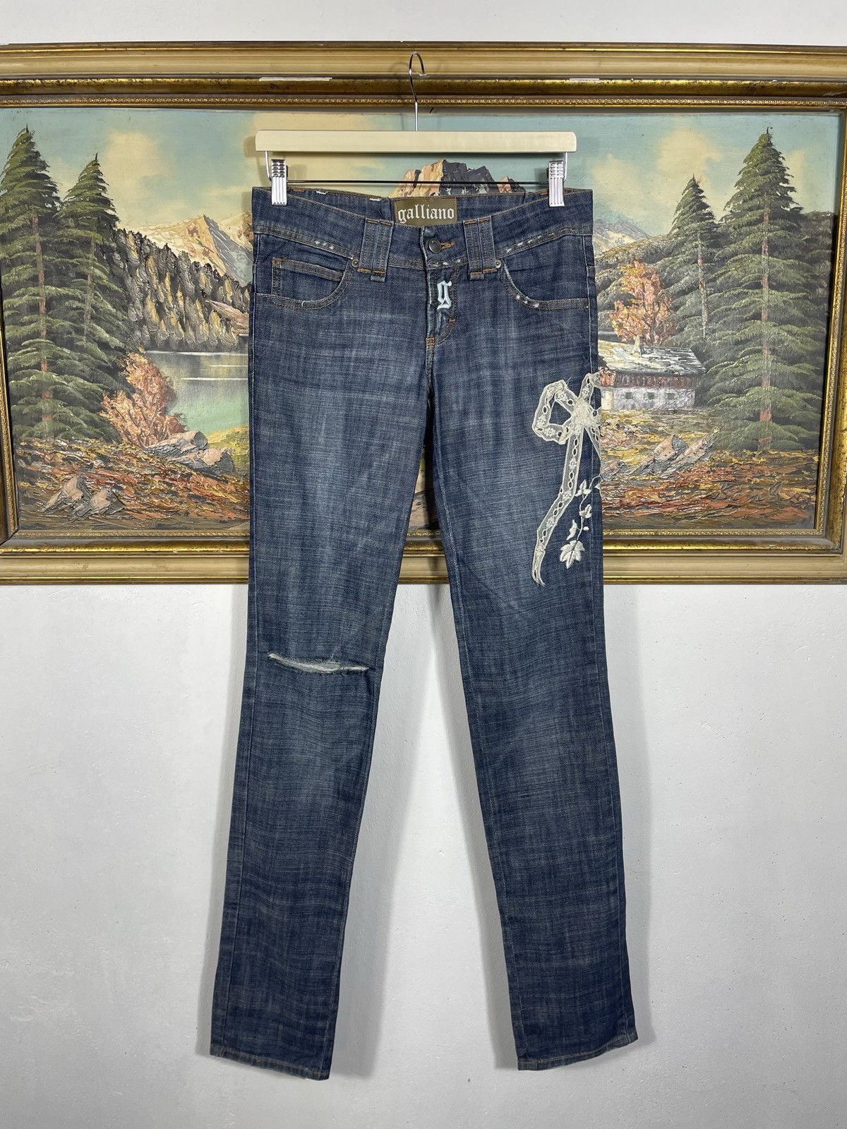 Designer × John Galliano × Vintage John Galliano Vintage Denim Jeans Trousers Coquette Pant Y2k Size 28" / US 6 / IT 42 - 1 Thumbnail