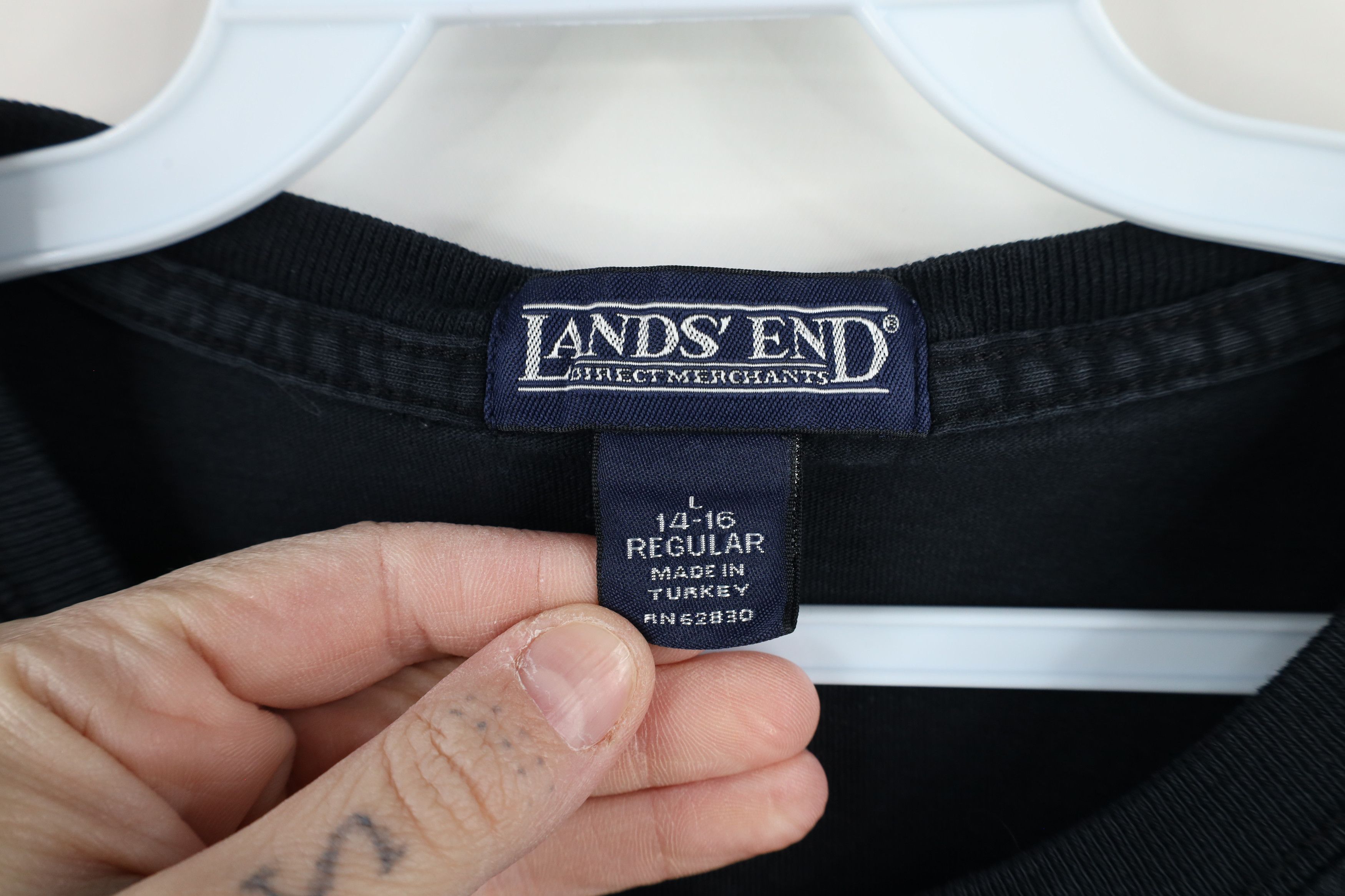 Lands' End × Vintage Vintage 90s Lands End Blank Long Sleeve T-Shirt Black Cotton Size L / US 10 / IT 46 - 4 Thumbnail
