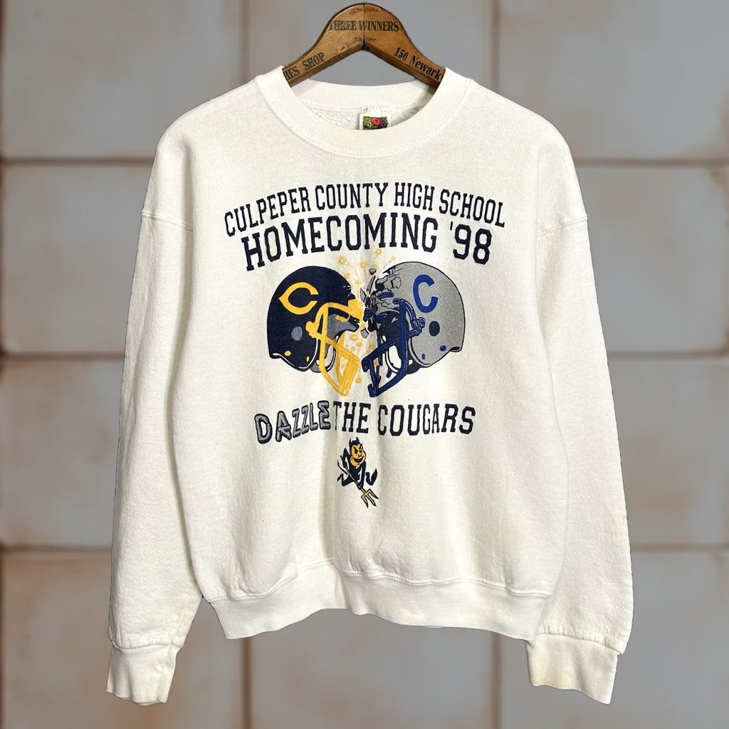 Fruit Of The Loom VINTAGE 90s Fruit Of The Loom Cougars Football Crewneck Sweatshirt M White Size US M / EU 48-50 / 2 - 1 Thumbnail